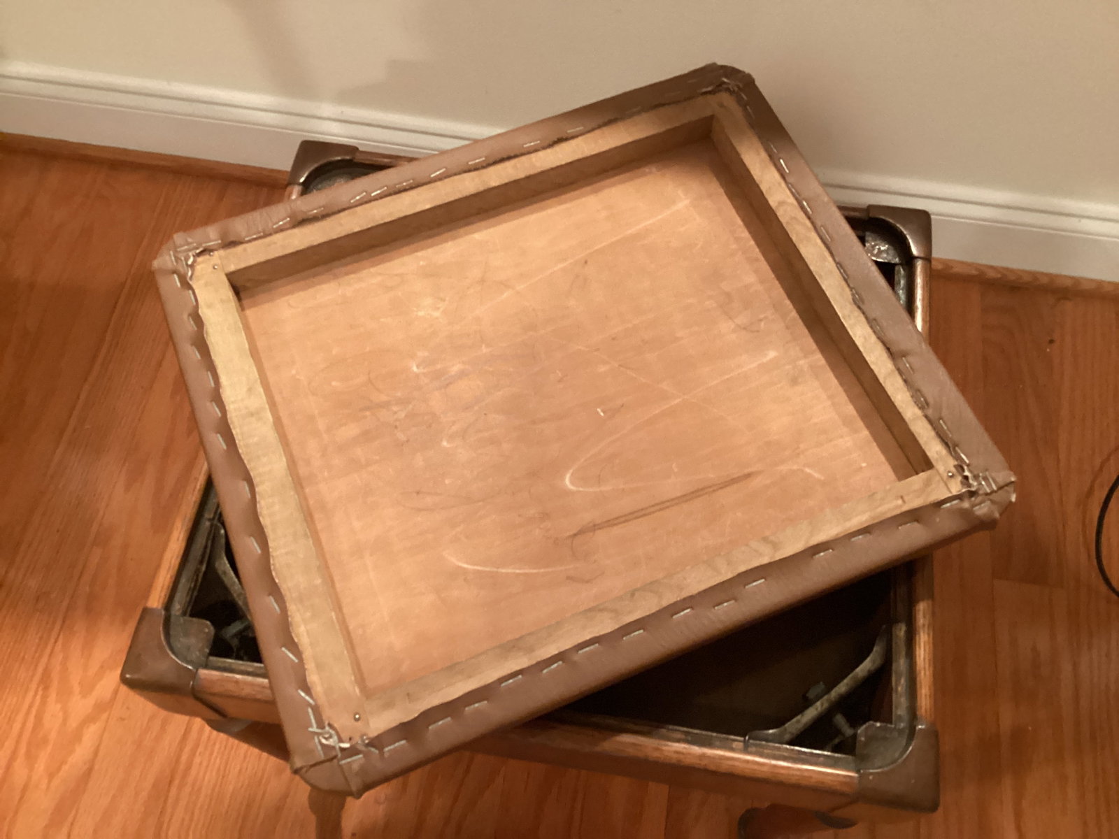 Vintage Sewing Stool with Upholstered Seat - 5