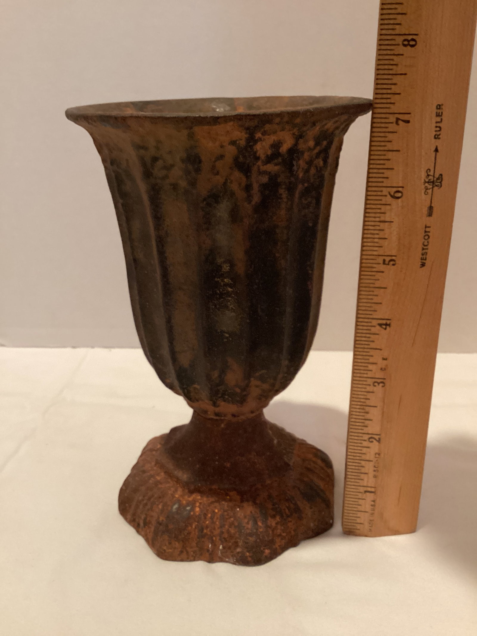 Cast Iron Pedestal Vase and Finial - 4