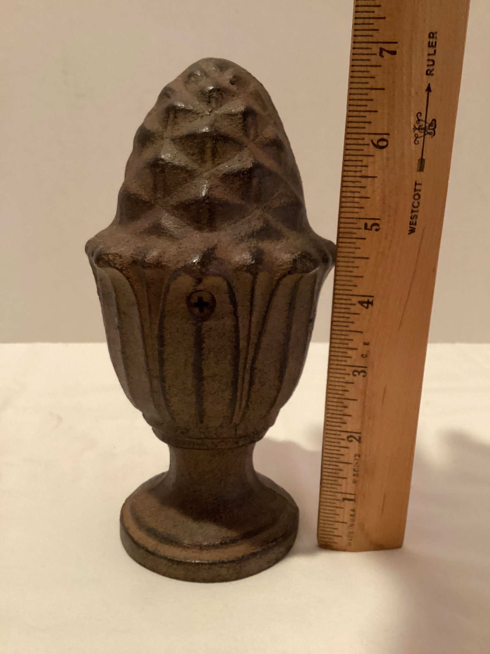 Cast Iron Pedestal Vase and Finial - 7