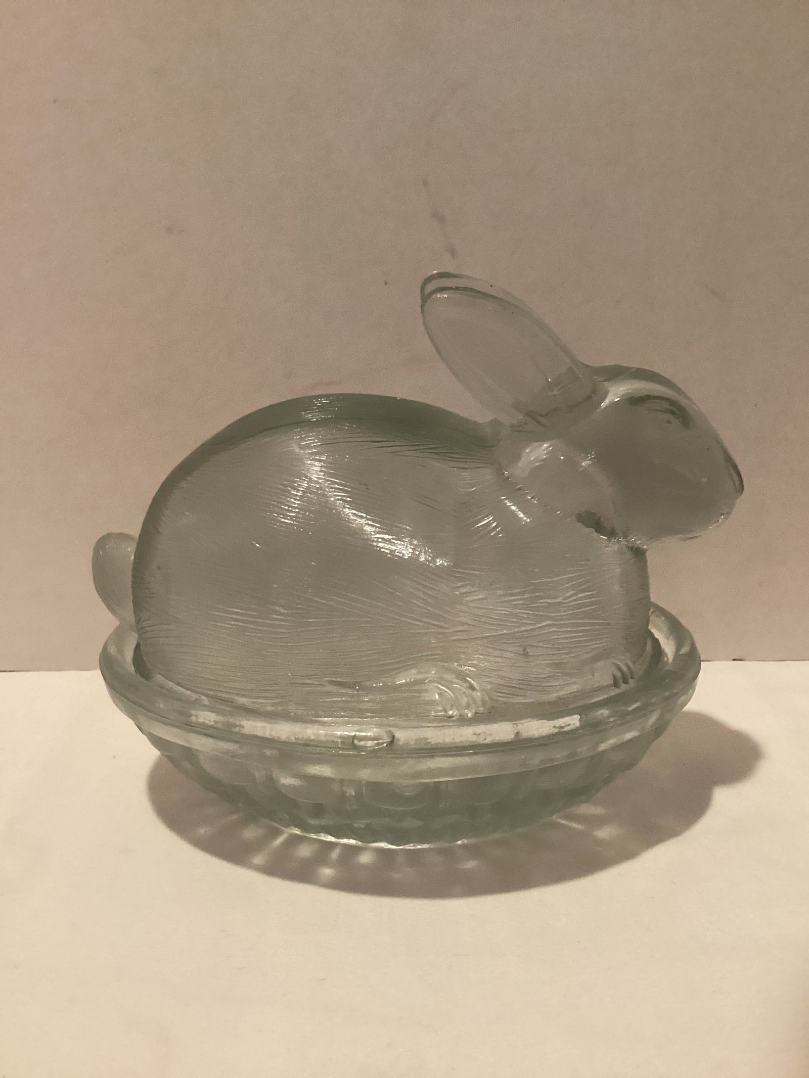 Rabbit On Nest Covered Dish: 4" h