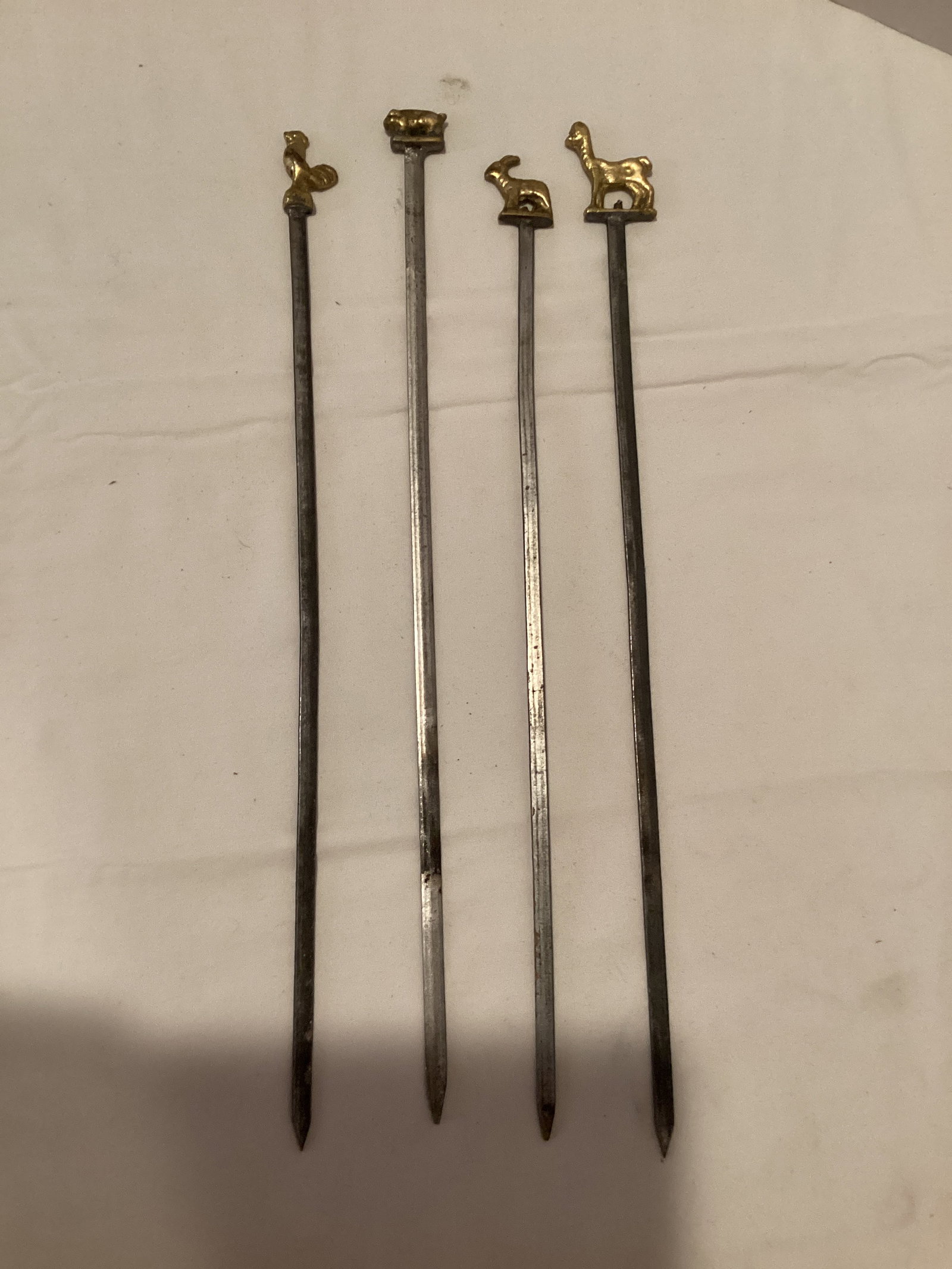 Four Decorative Skewers with Animal Ends: 13" L