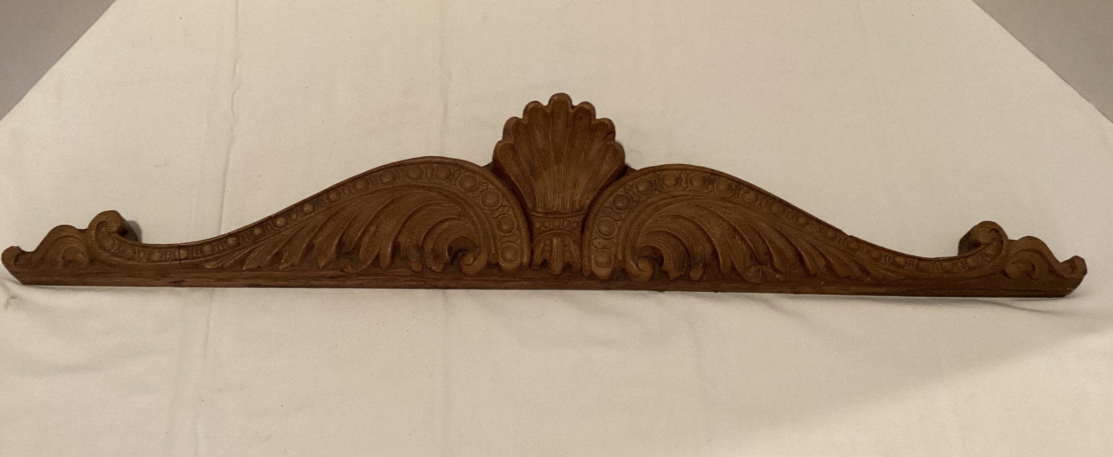 Carved Wood Pediment: 27" L, shipping unavailable for this lot