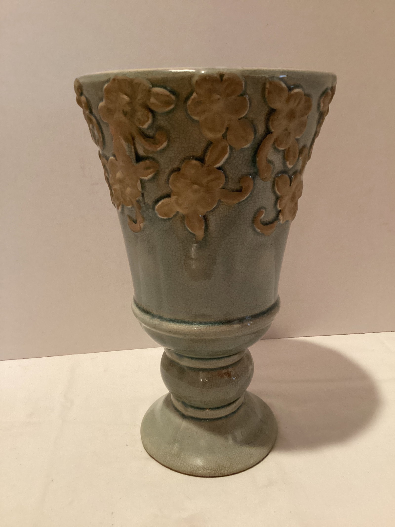 Pedestal Vase: 10 1/4" h, crazing