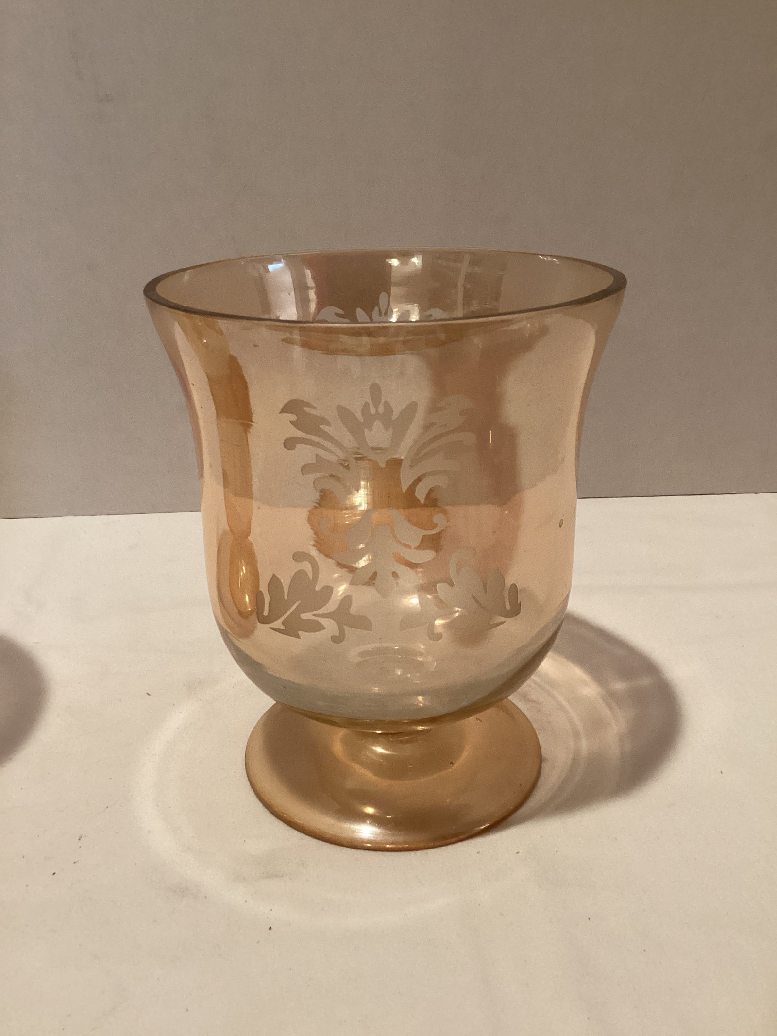 Pair of Amber Iridescent Pedestal Candle Holders - 4