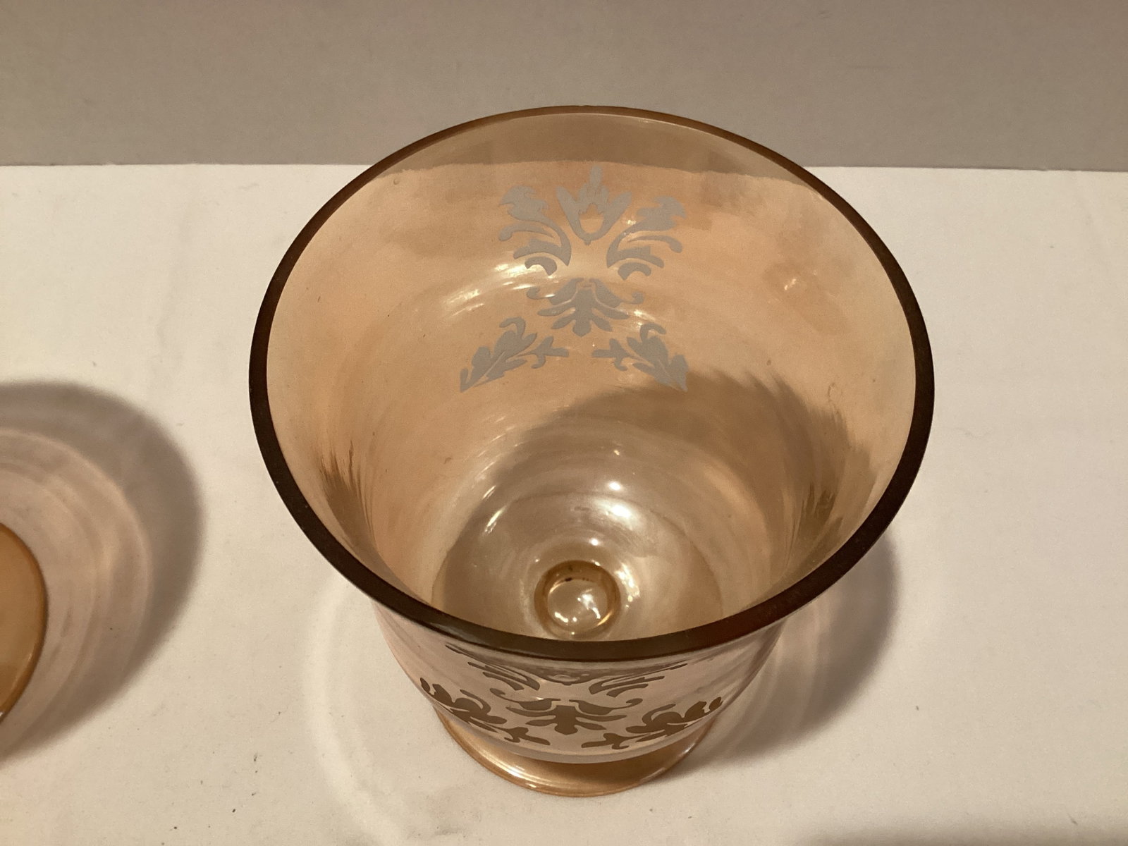 Pair of Amber Iridescent Pedestal Candle Holders - 5