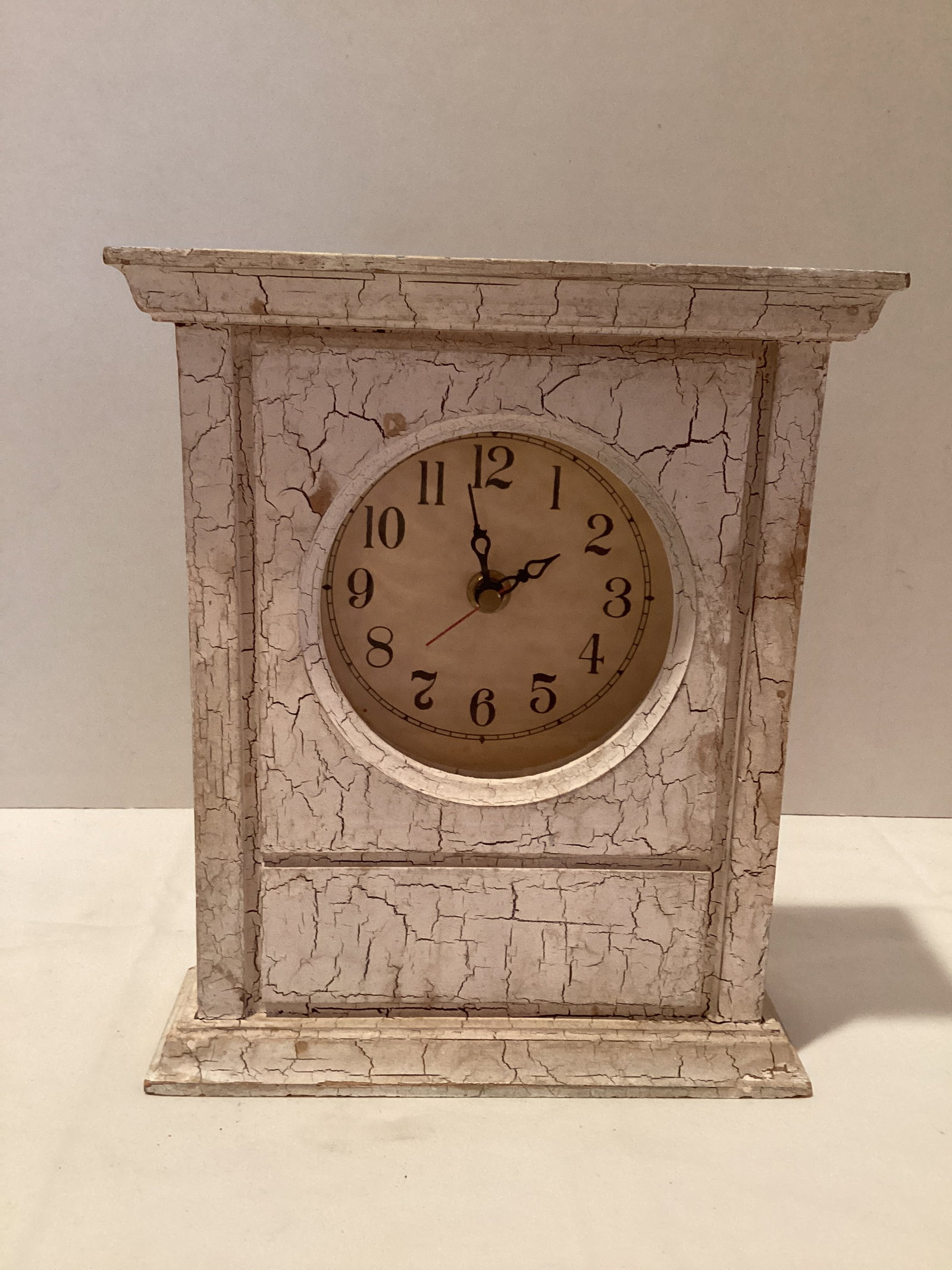 Mantle Clock with Distressed Look: 8" x 3" x 9 3/4" h