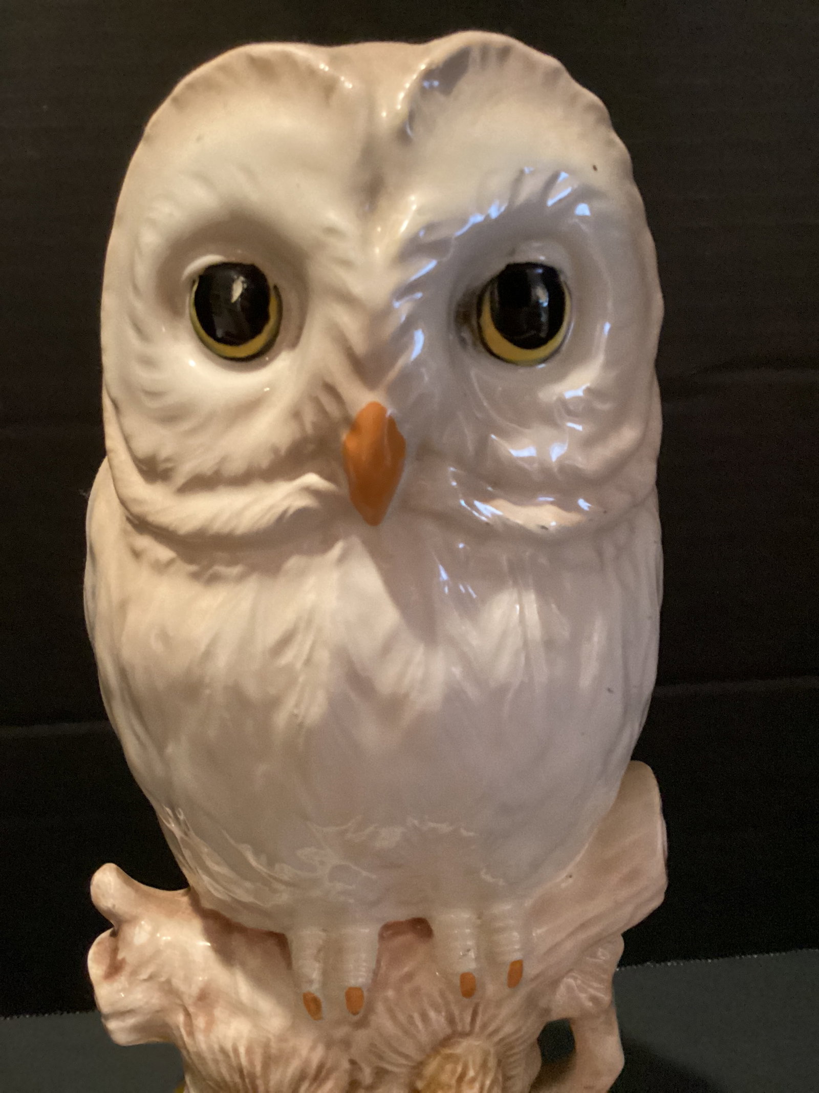 Ceramic Owl on Log Figure - 2