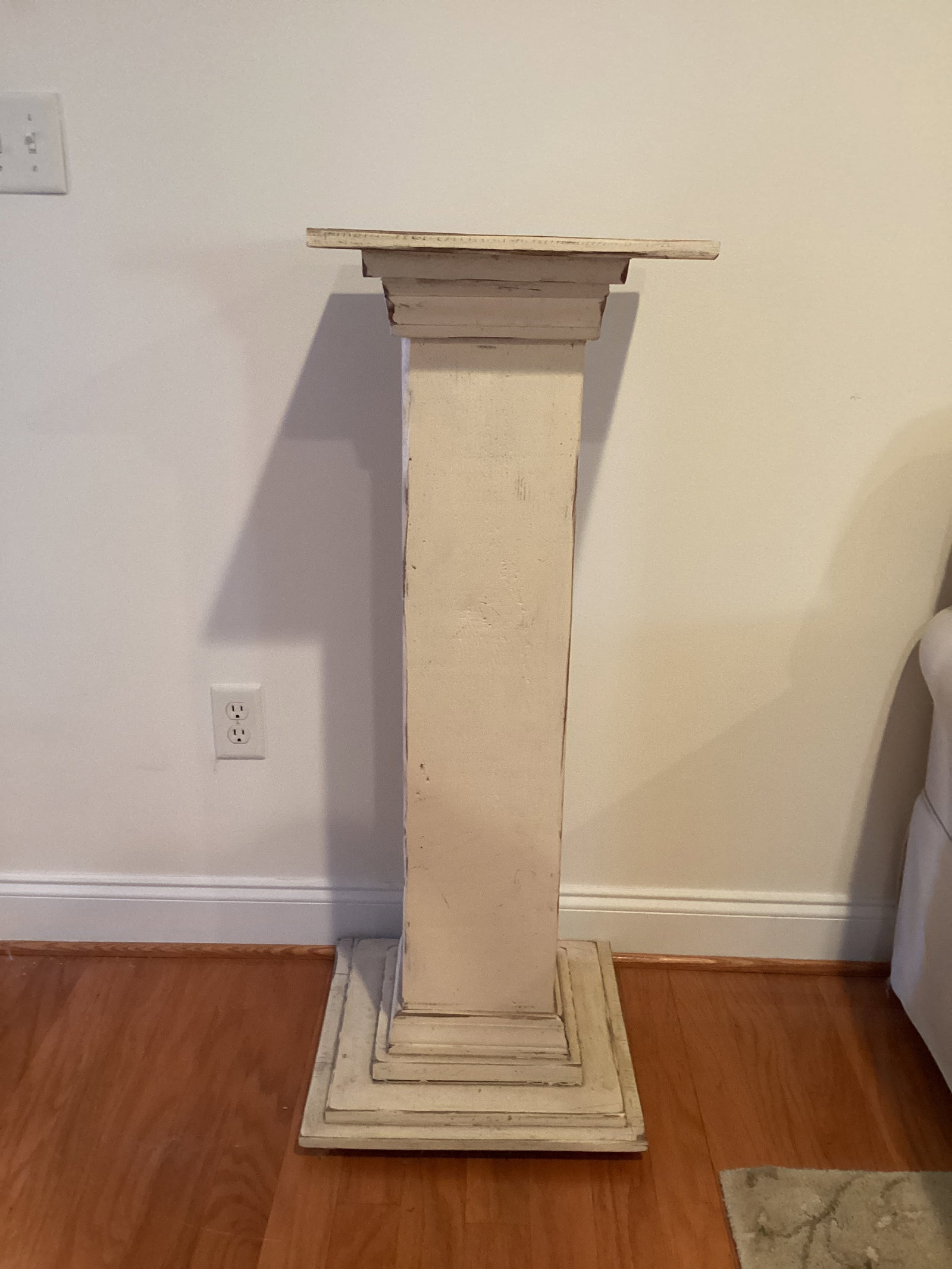 Wood Pedestal: 17" x 17" x 43 1/4" h, shipping unavailable for this lot