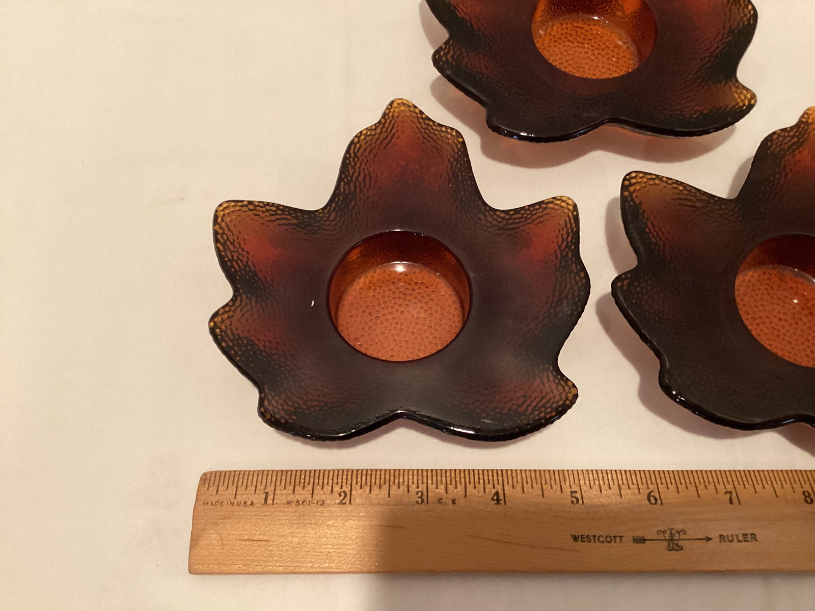 Three Glass Leaf Votive Holders - 2