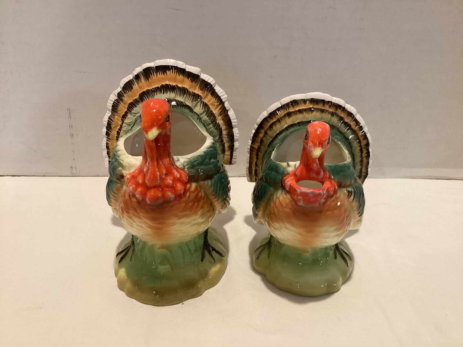 Norcrest Thanksgiving Turkey Creamer and Sugar: 4 1/2" and 5" h