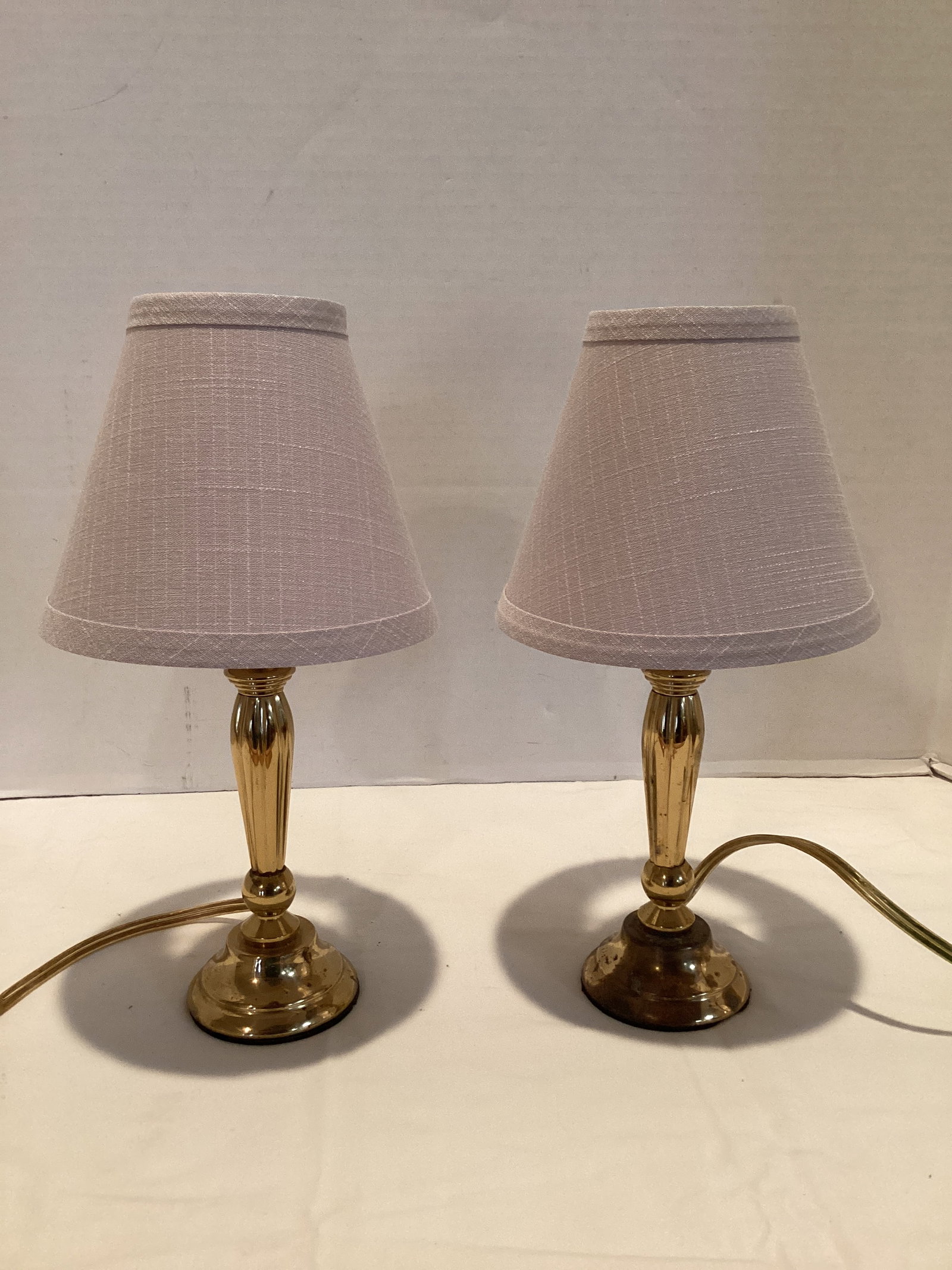 Pair of Metal Base Table Lamps: 12" h, one missing cord switch