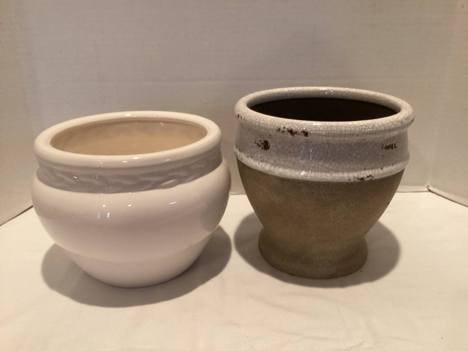 Two Planters: 6 1/2" and 7 1/2" h