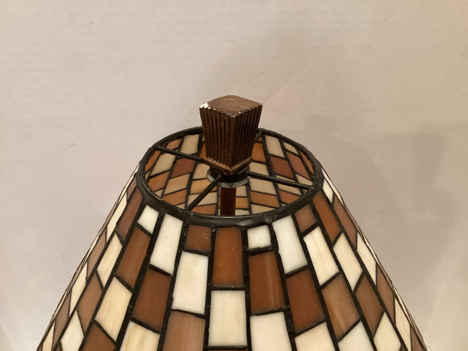 Two Bulb Lamp with Stained Glass Shade - 3