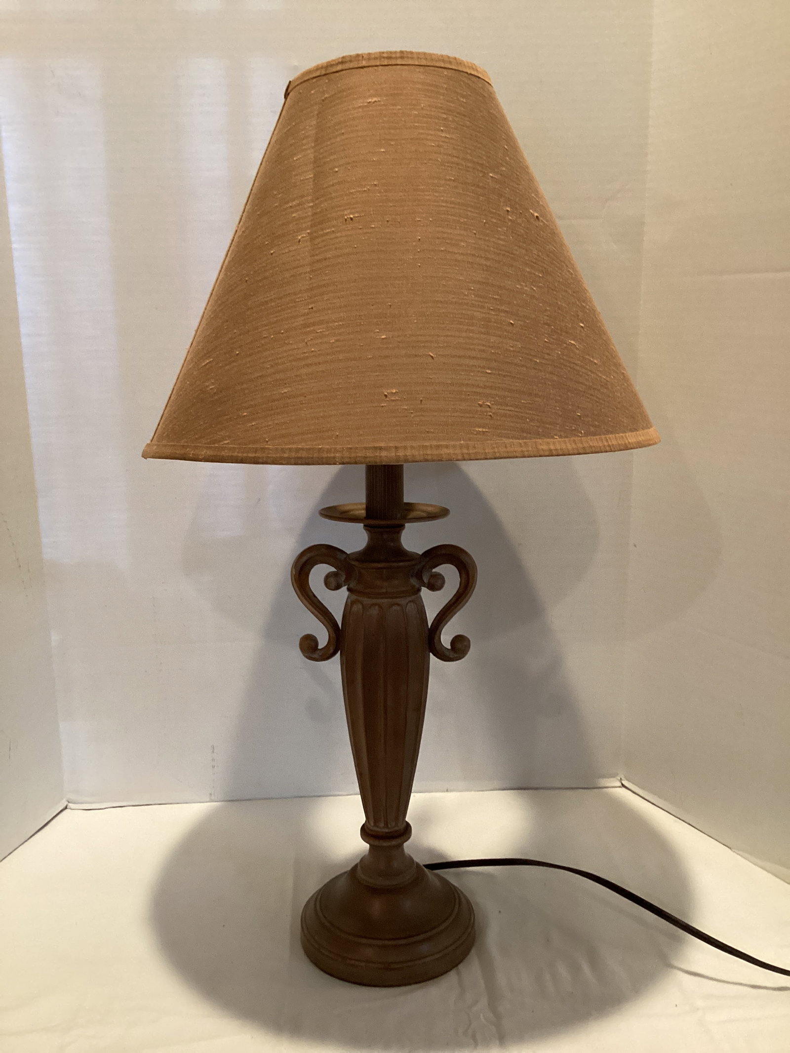 Handled Table Lamp: 28" h, shipping unavailable for this lot