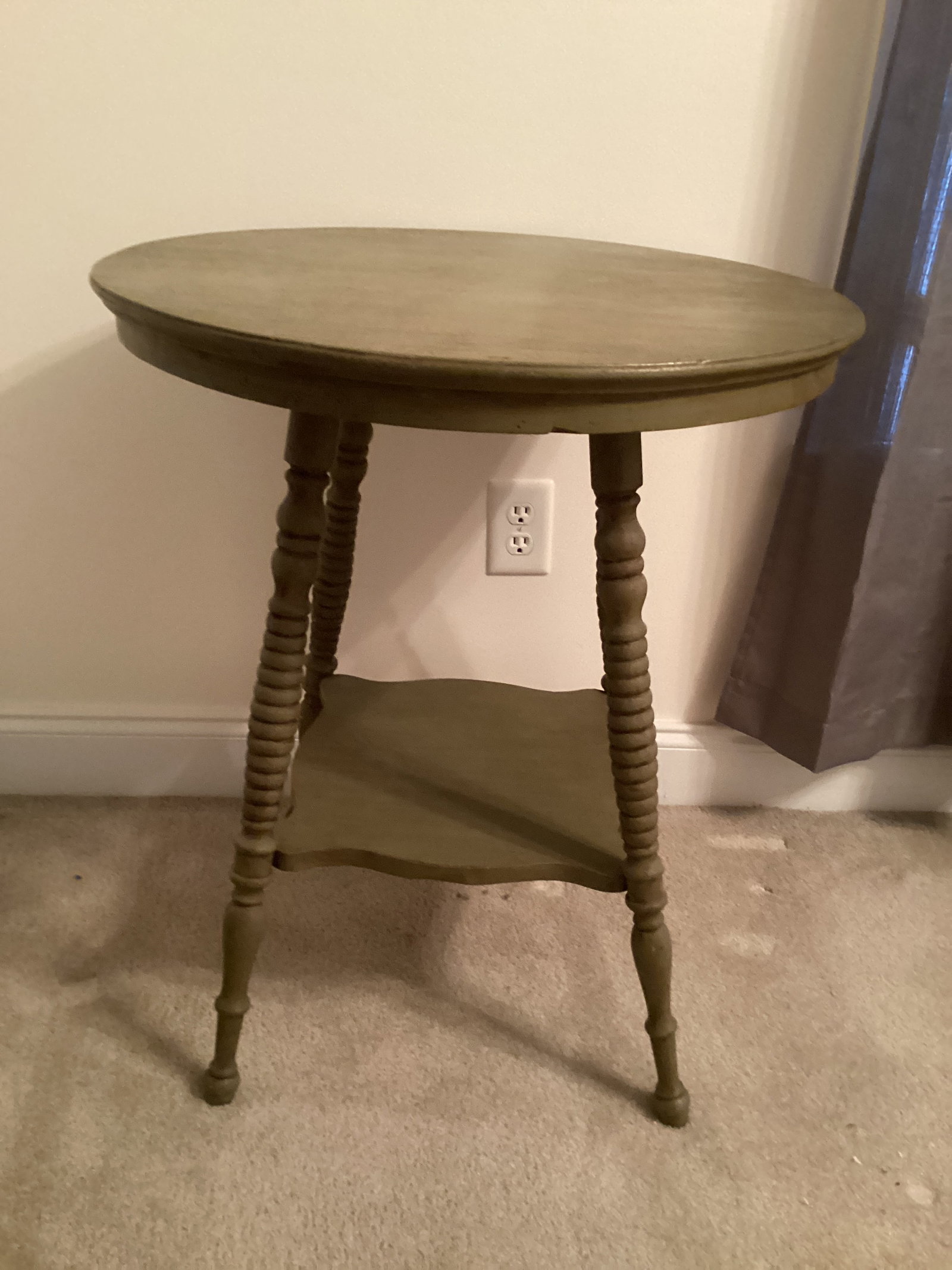 Side Table with Shelf: 24" diameter top, 18" x 18" bottom, 28" h, shipping unavailable for this lot