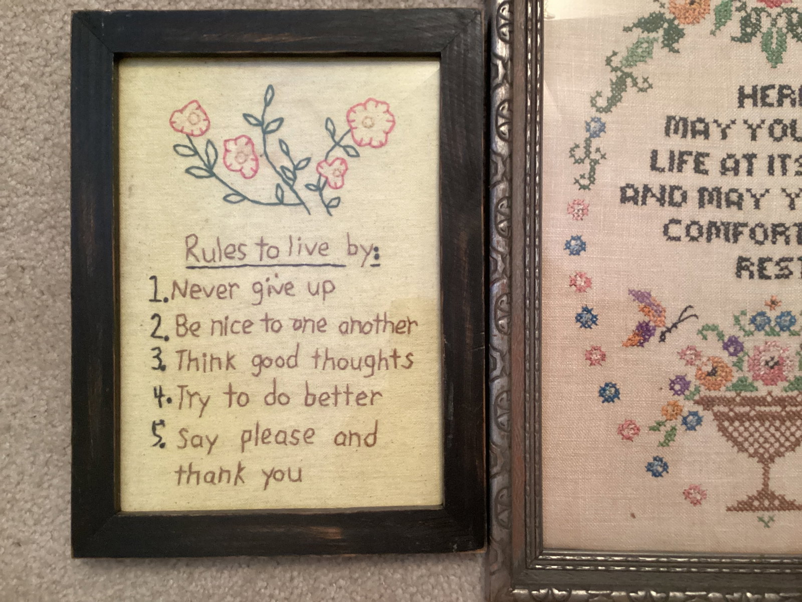 Two Inspirational Framed Needlepoints - 2