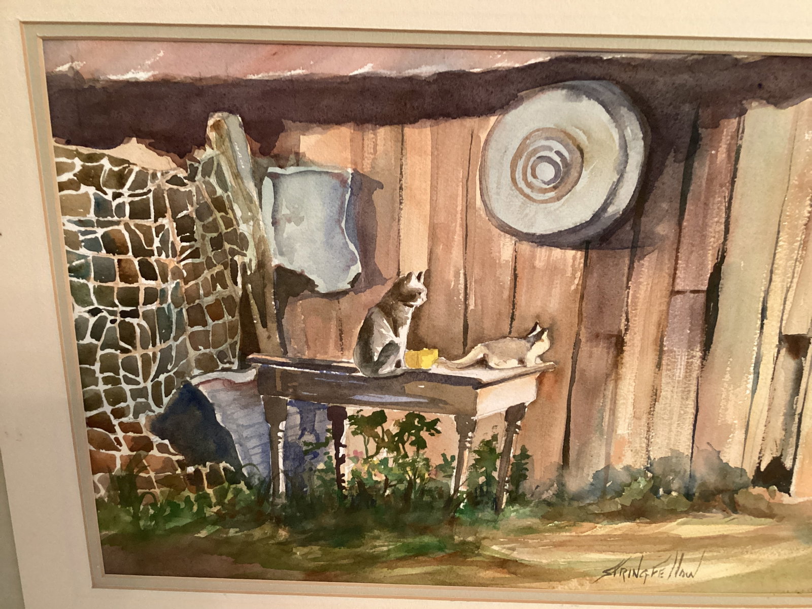 Matted Original Cat Watercolor - 2