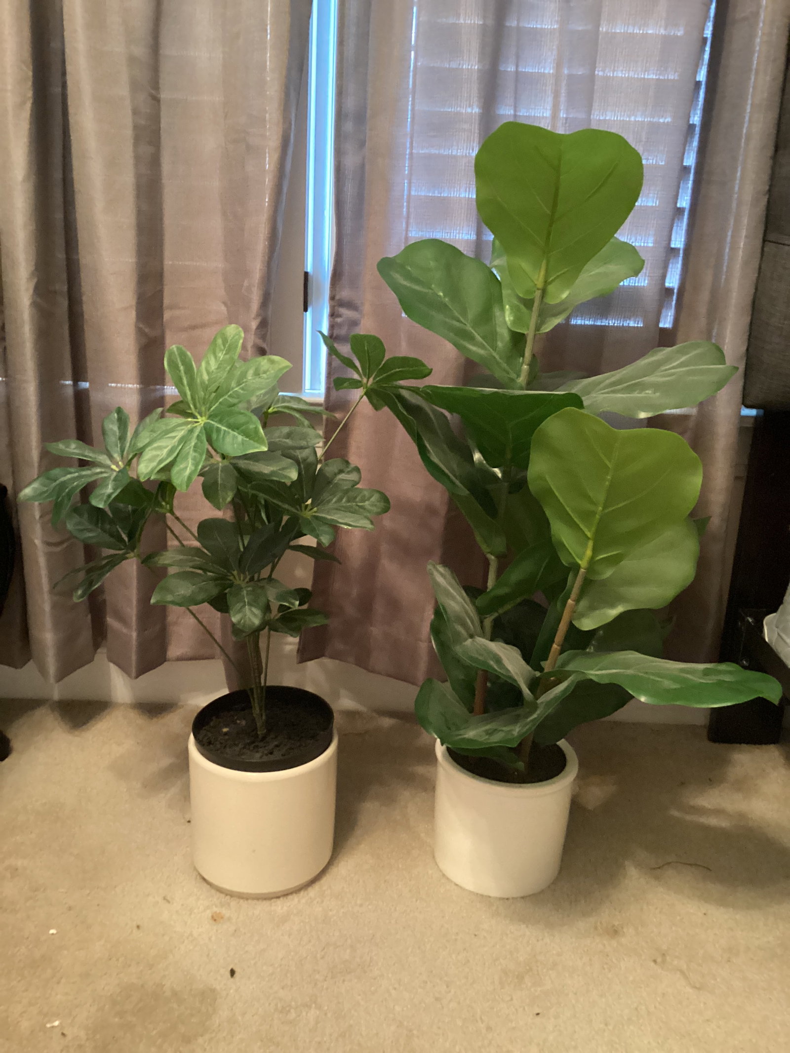 Two Faux Plants: 26" and 33" h, shipping unavailable for this lot