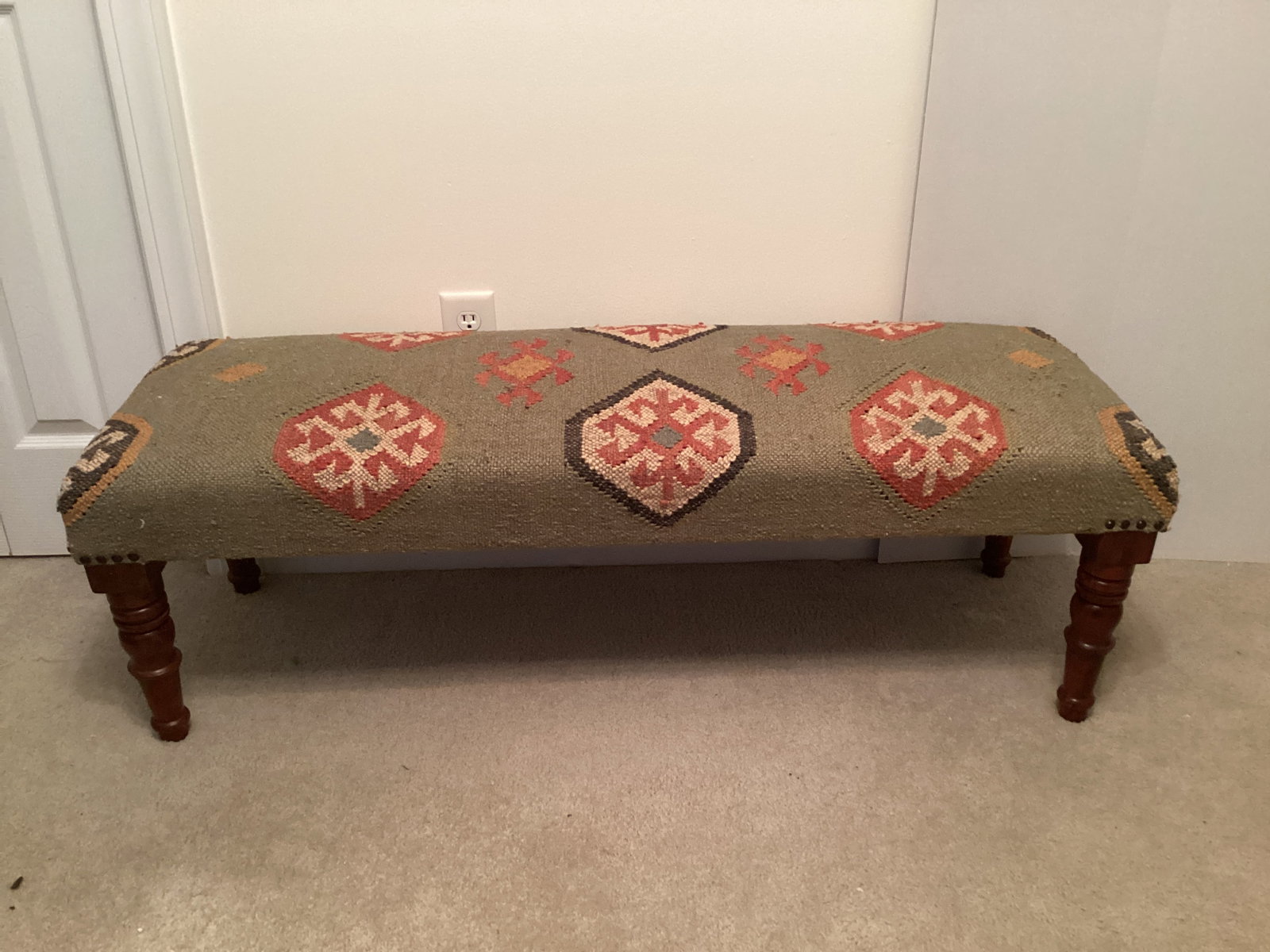 Surya Bench with Jute Seat: 48" x 17" x 16" h, shipping unavailable for this lot
