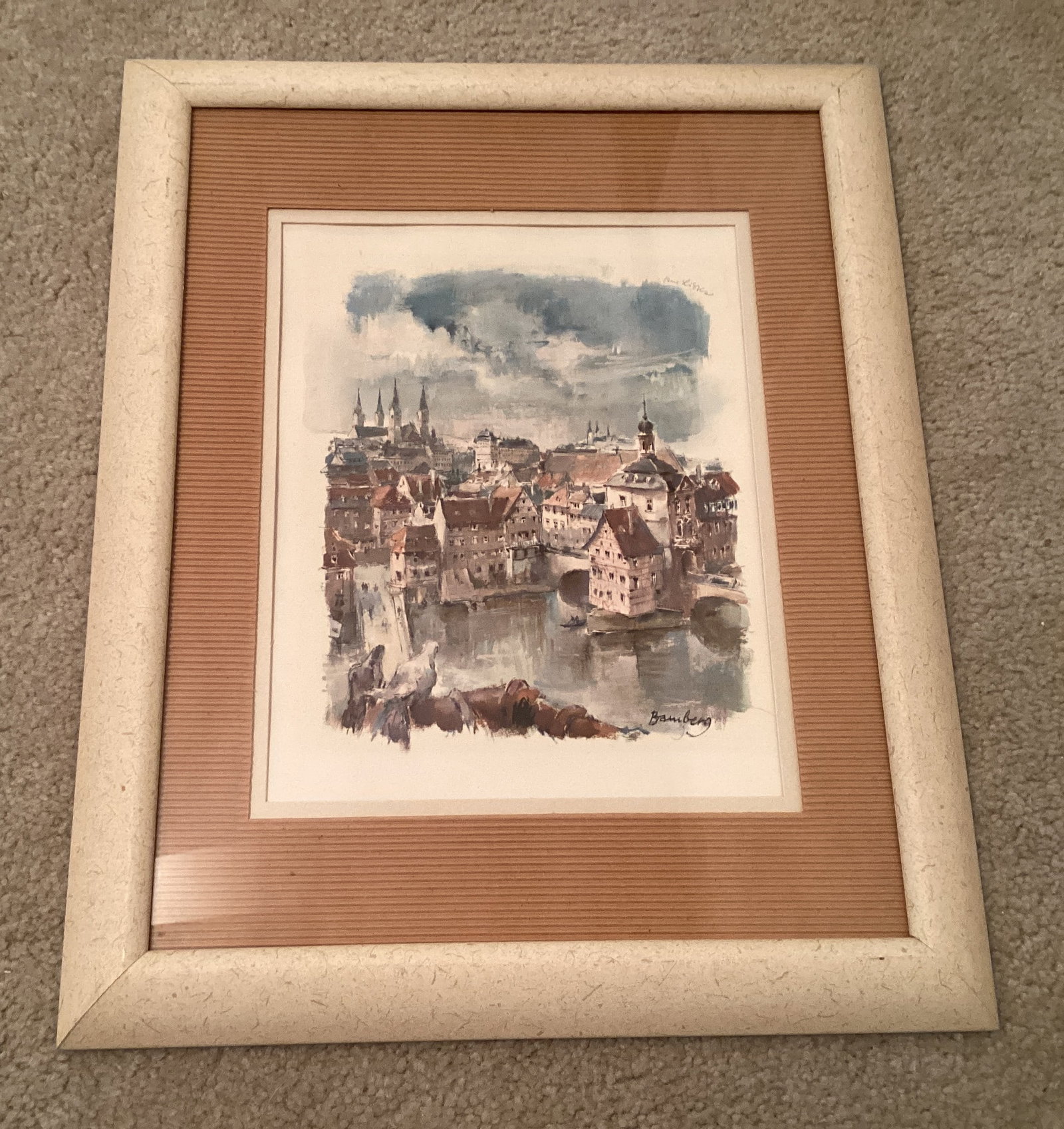 Framed Matted Cityscape Print: 13" x 16"