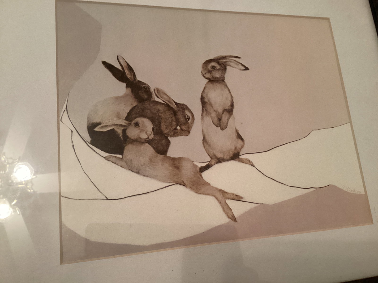 Framed Matted Rabbit Print - 2