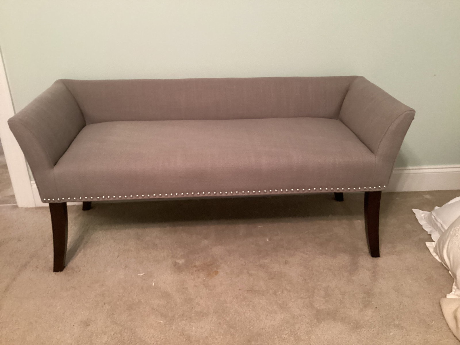 Upholstered Bench: 49" w x 19" d x 23" h, shipping unavailable for this lot