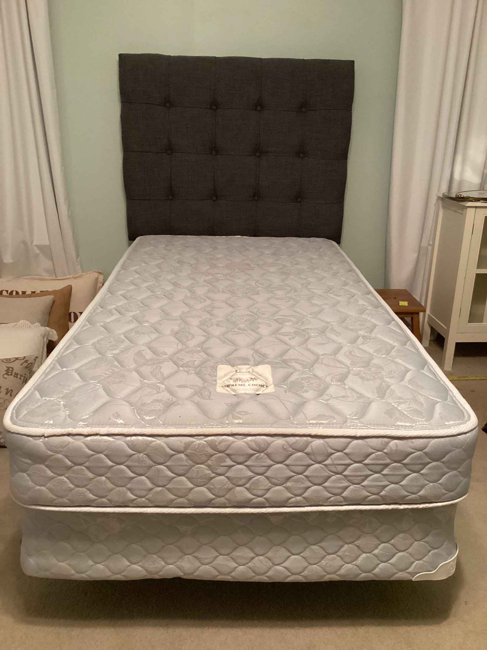 Twin Size Bed: 42" w, must take mattress and boxspring, shipping unavailable for this lot