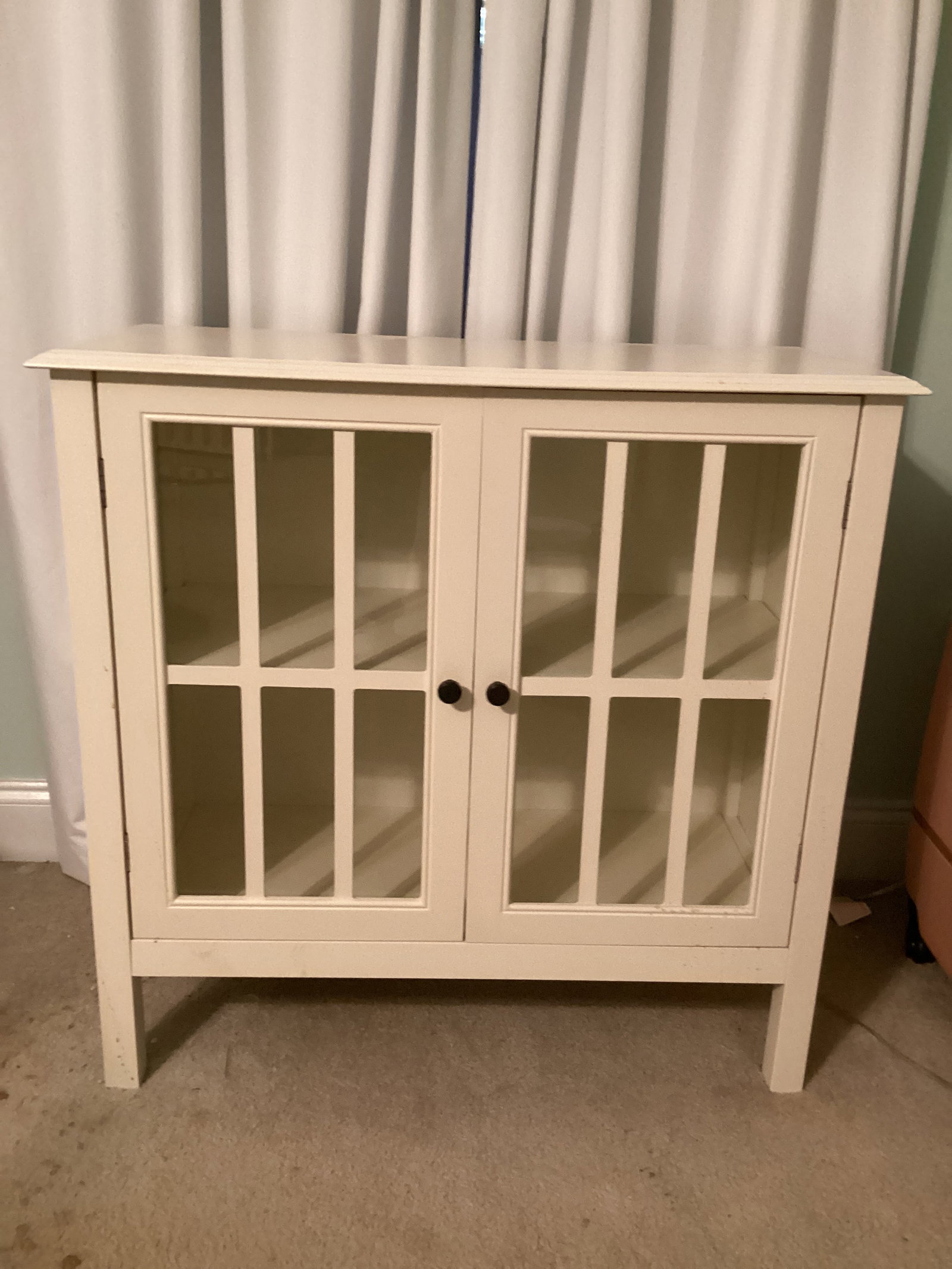 Nightstand with Glass Panel Doors: 31 1/2" w x 14" d x 31" h, shipping unavailable for this lot