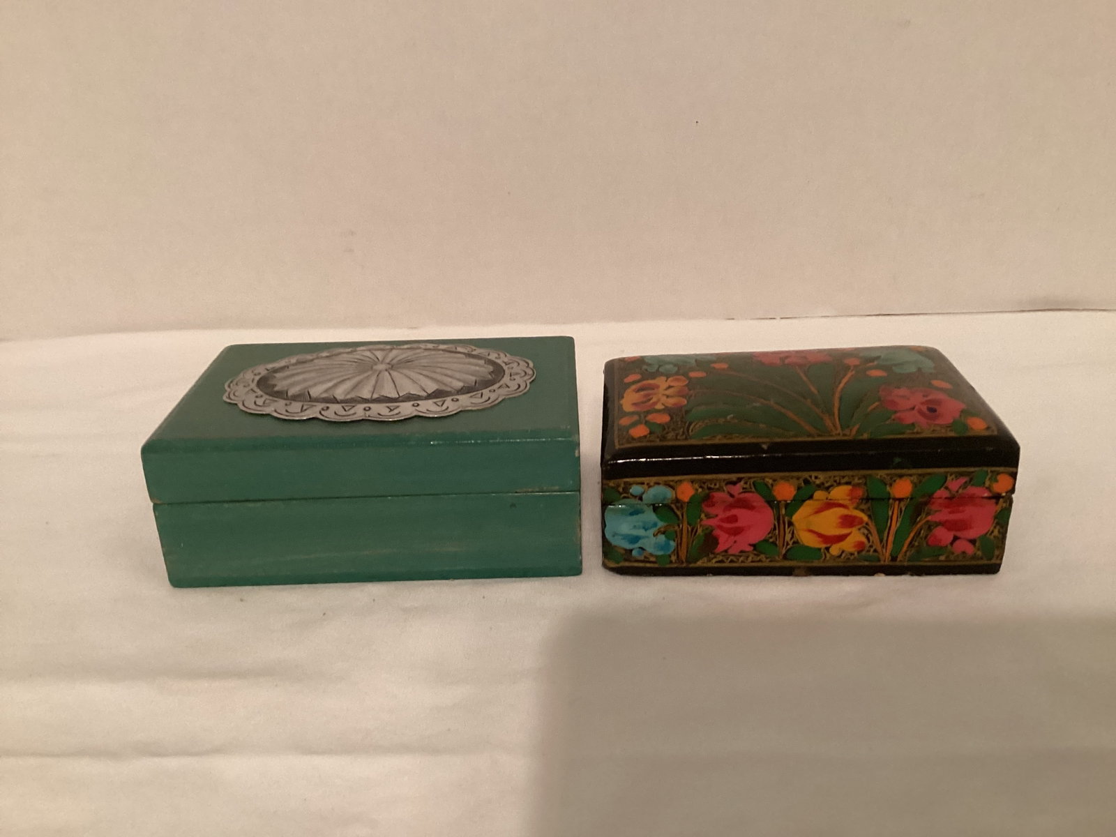 Two Wood Trinket Boxes: .