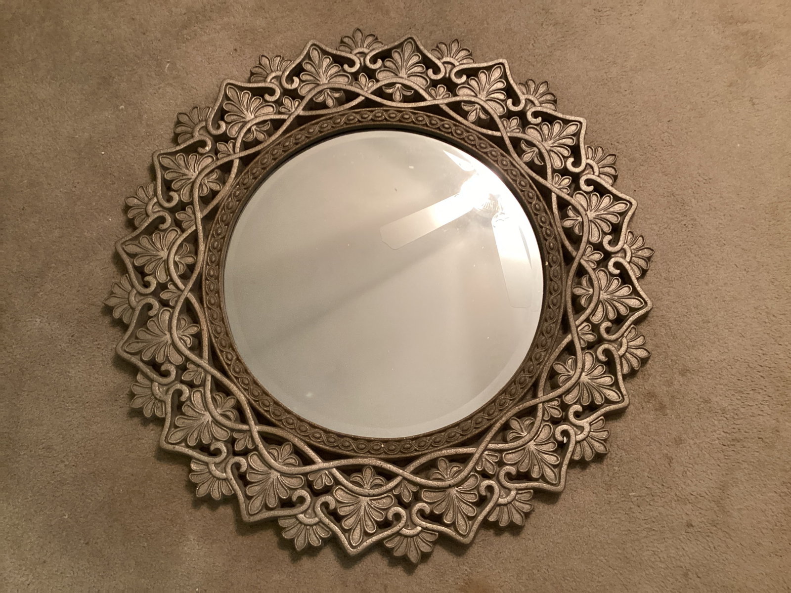 Large Framed Mirror: 36" diameter, shipping unavailable for this lot