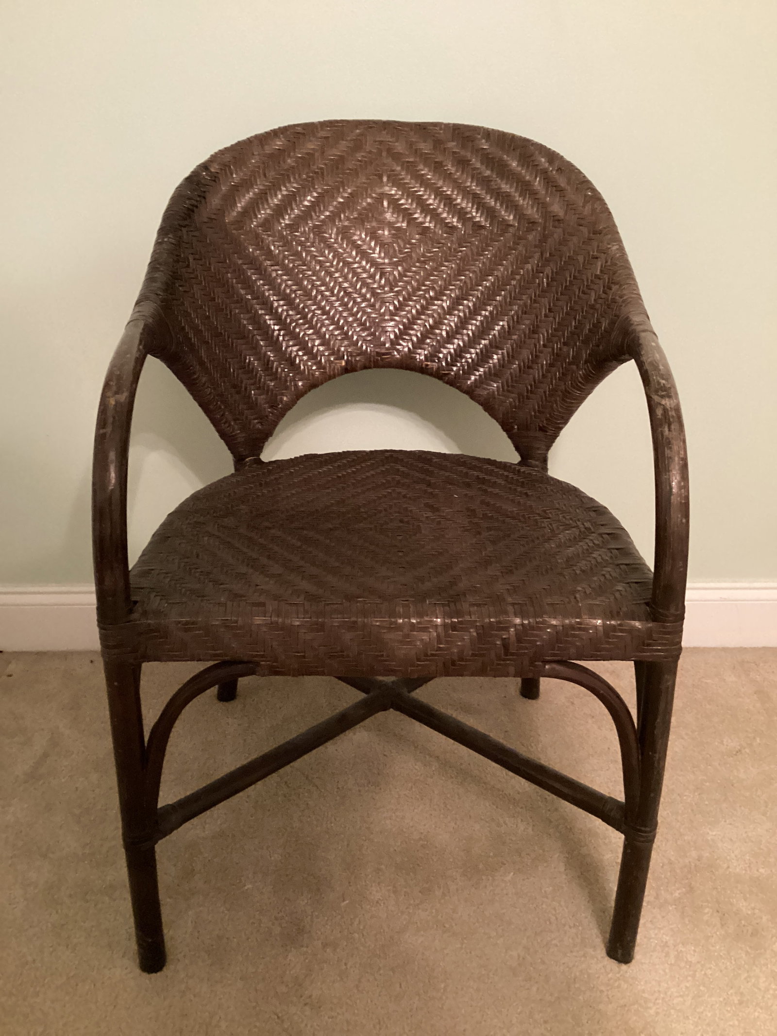 Rattan Chair with Woven Seat and Back: 21 1/2" w, shipping unavailable for this lot