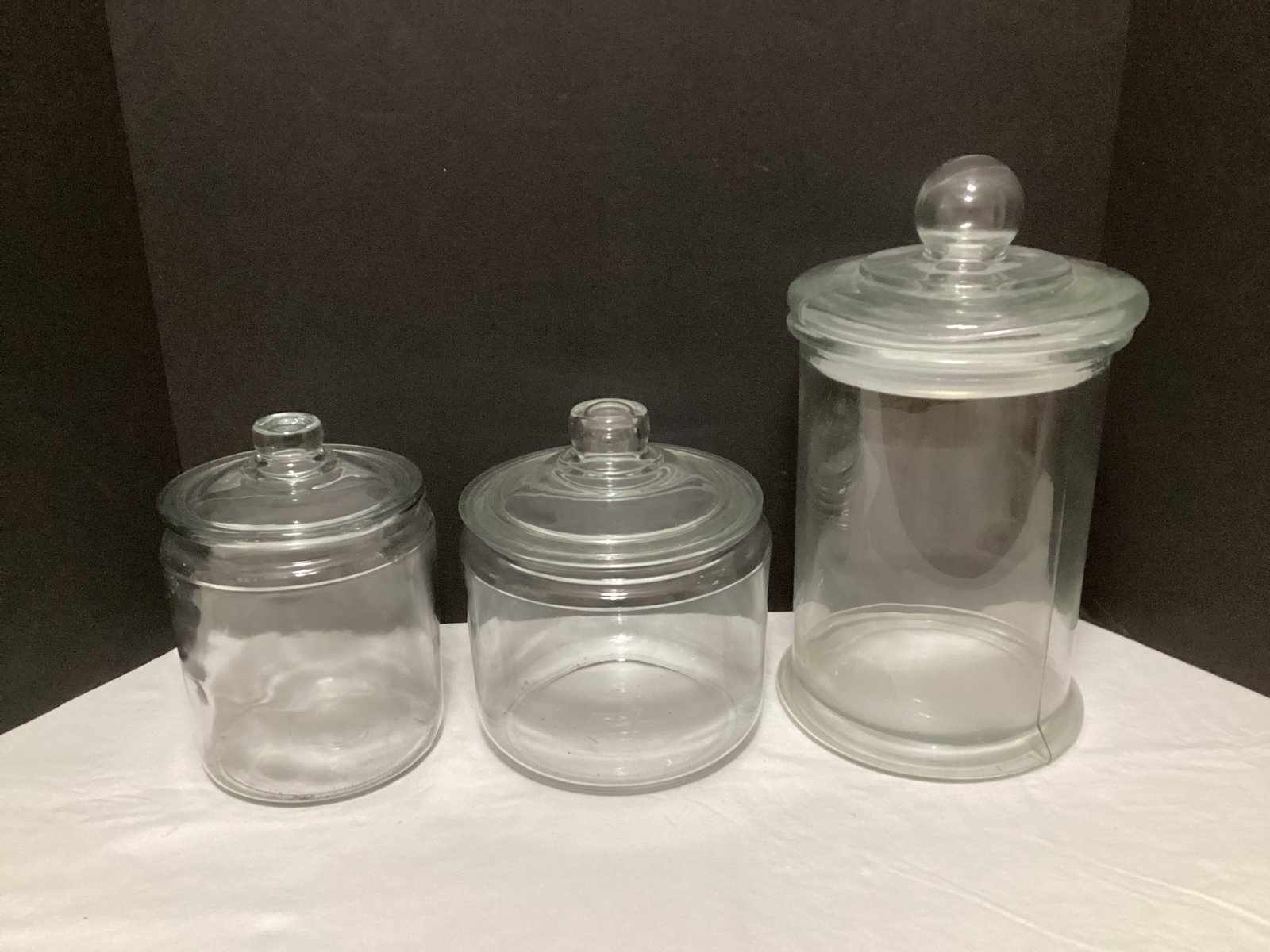 Three Glass Countertop Jars with Lids (1 of 4)
