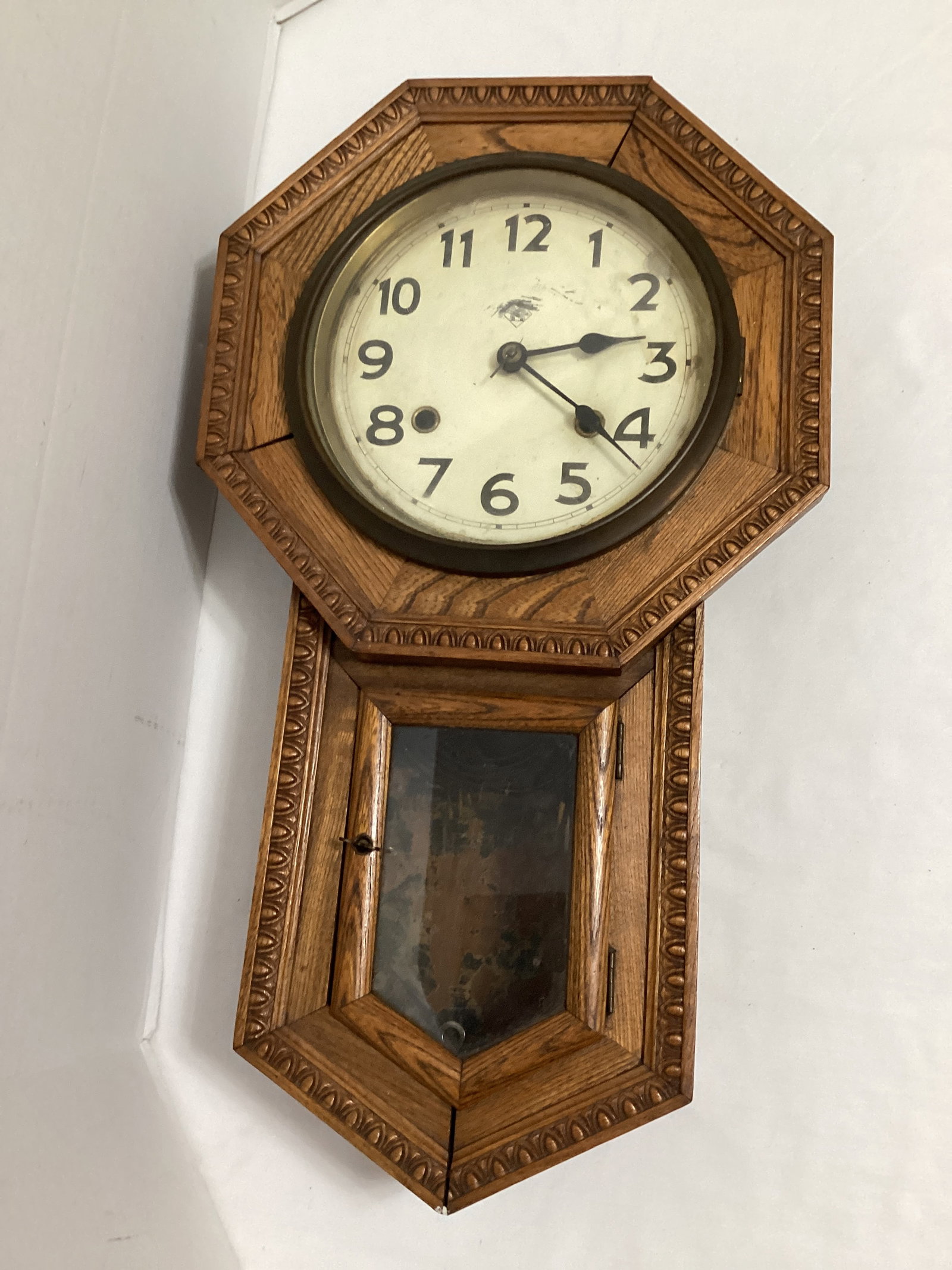 Antique Oak Regulator Wall Clock (1 of 6)