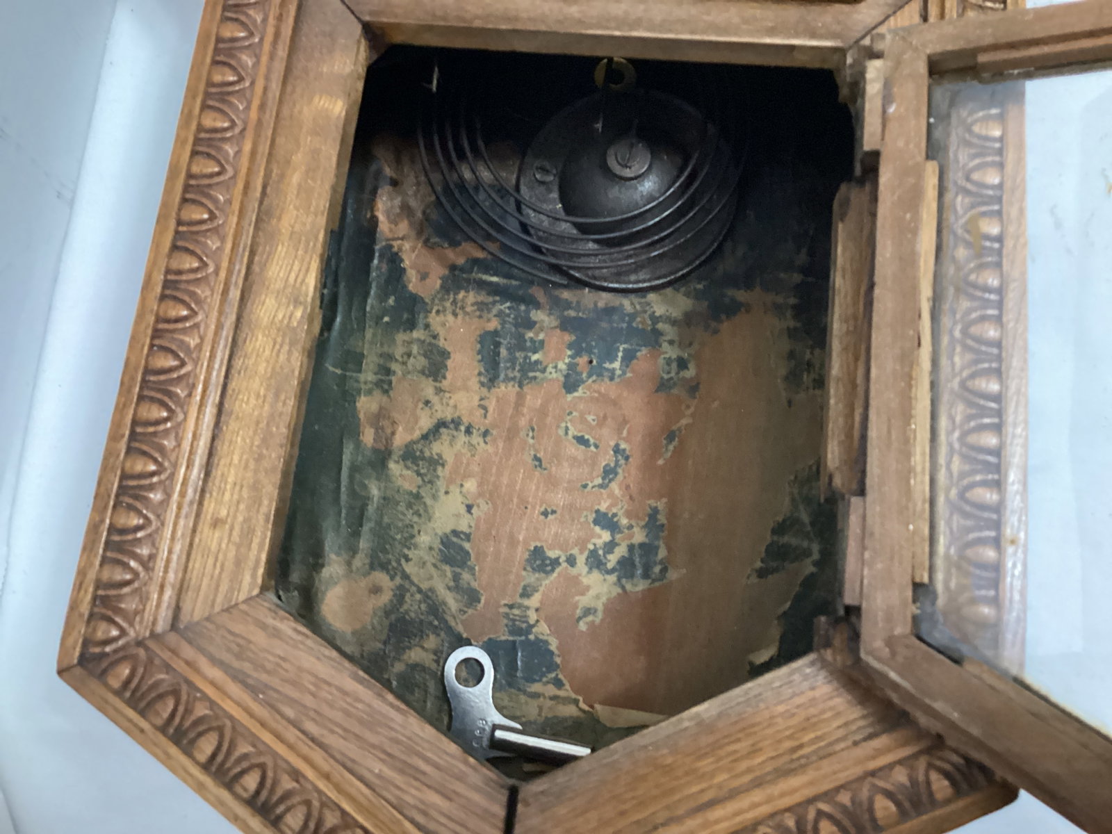 Antique Oak Regulator Wall Clock - 4