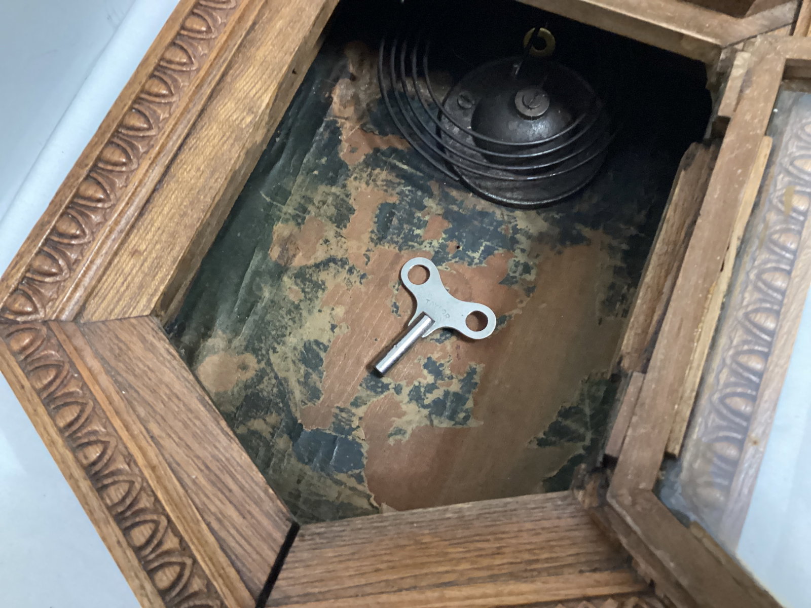Antique Oak Regulator Wall Clock - 5