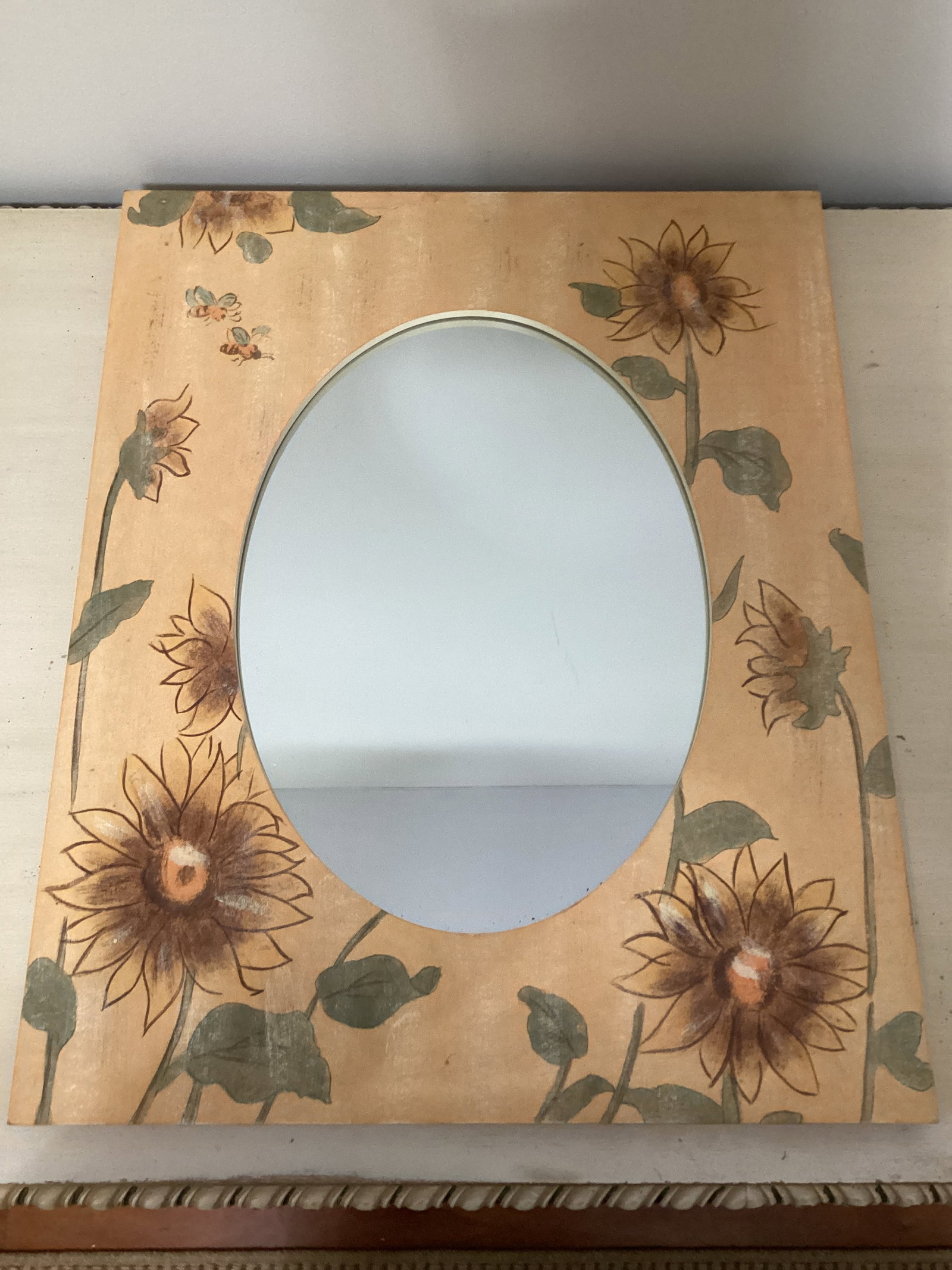 Framed Floral Mirror: 17" x 21 1/2"