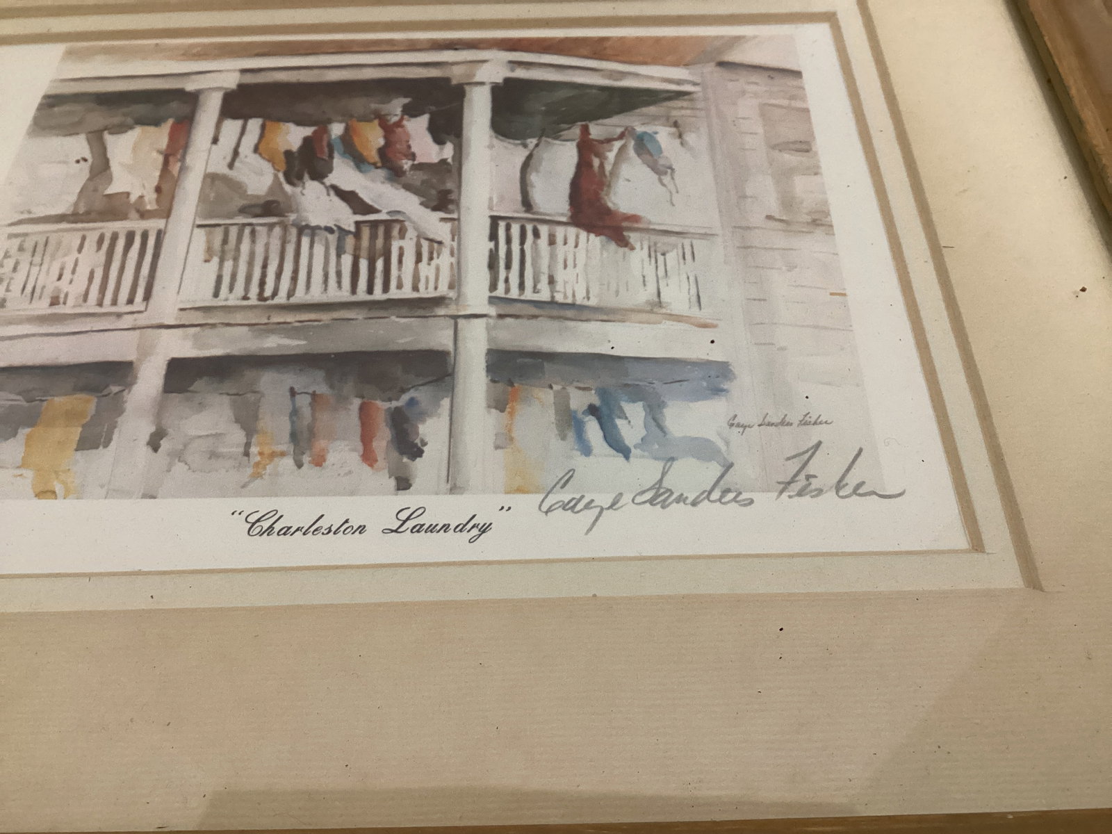 Framed, Matted, Signed Charleston Laundry 141/500 Print - 2