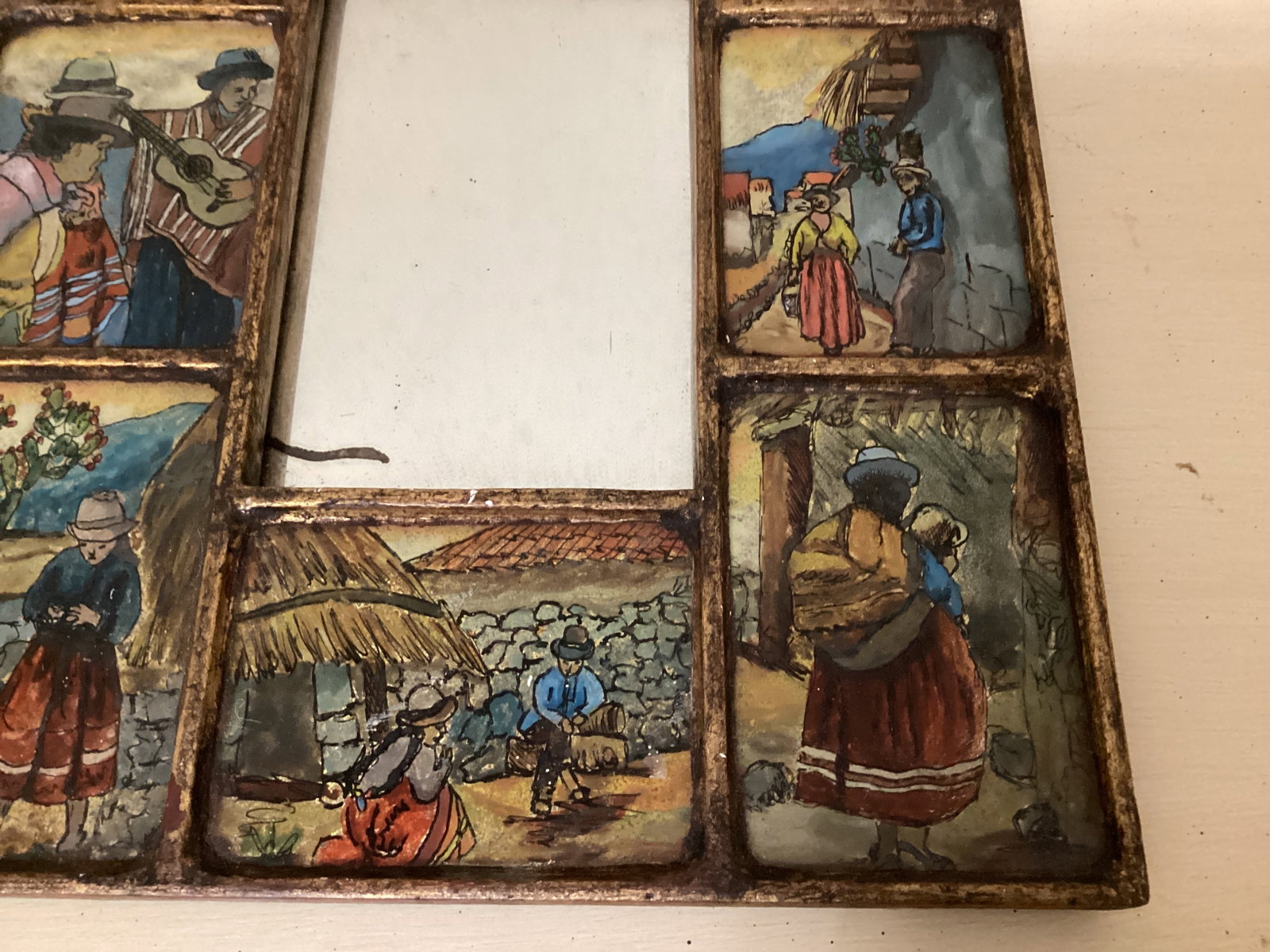 Peruvian Reverse Painting Art Mirror - 4