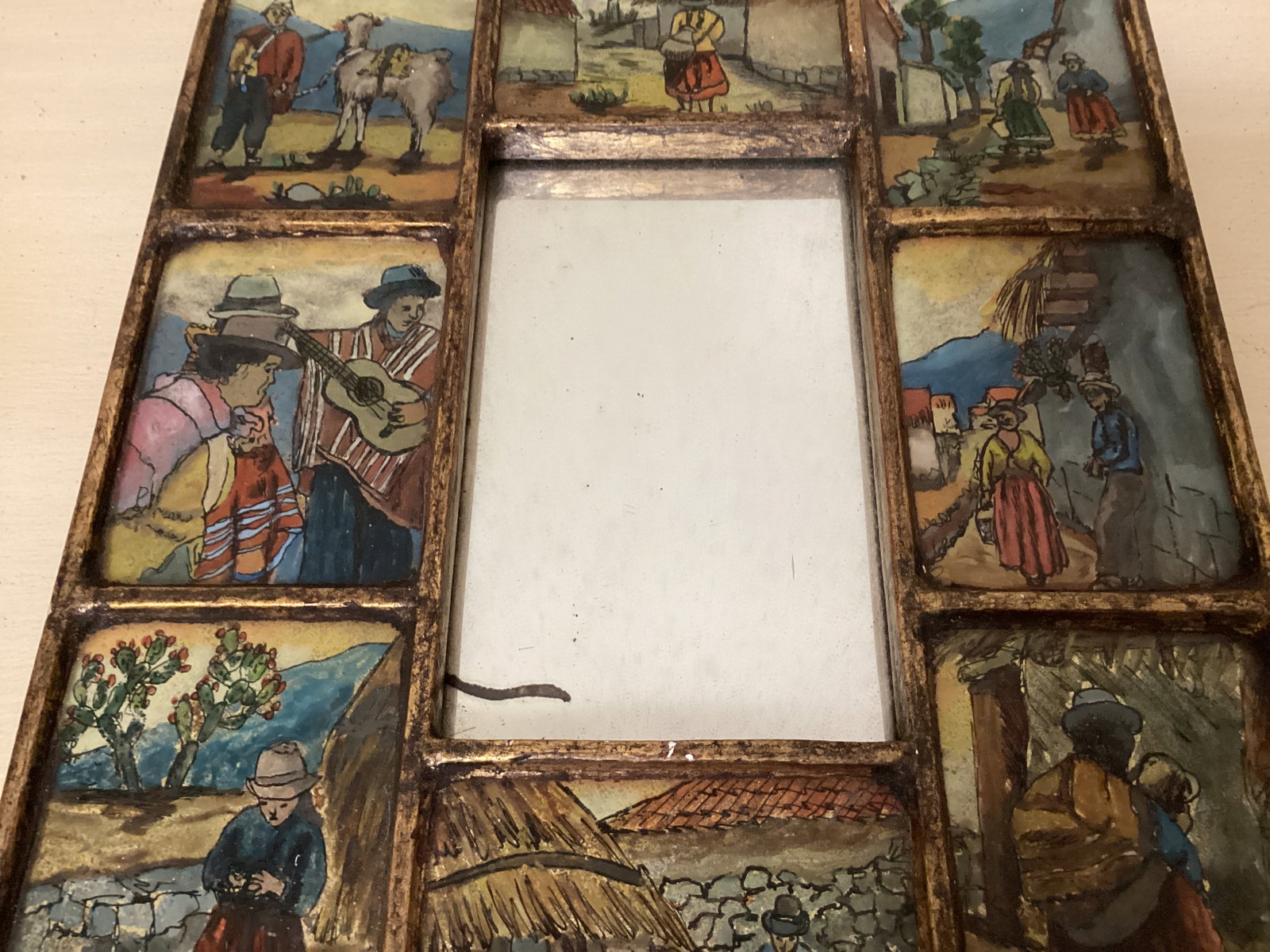 Peruvian Reverse Painting Art Mirror - 6