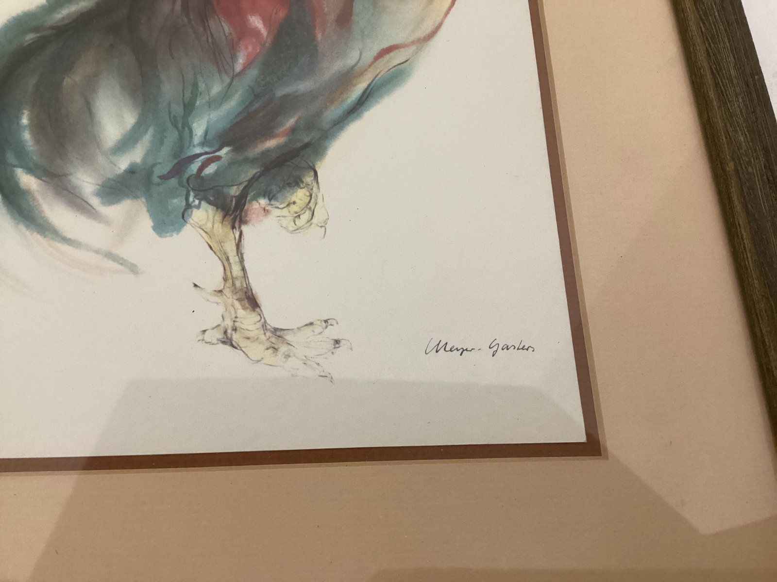 Framed Matted Rooster Print - 3