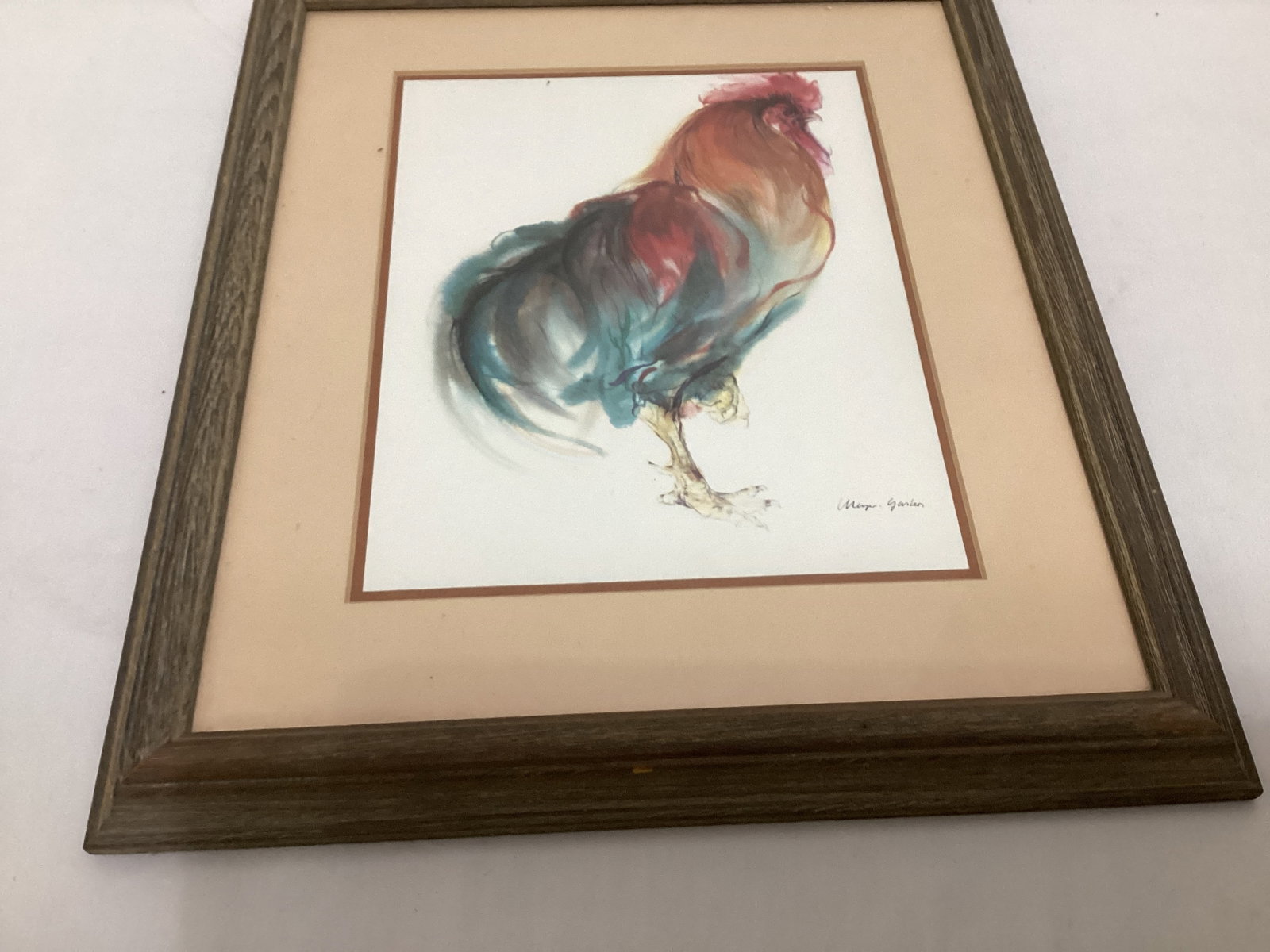 Framed Matted Rooster Print - 4