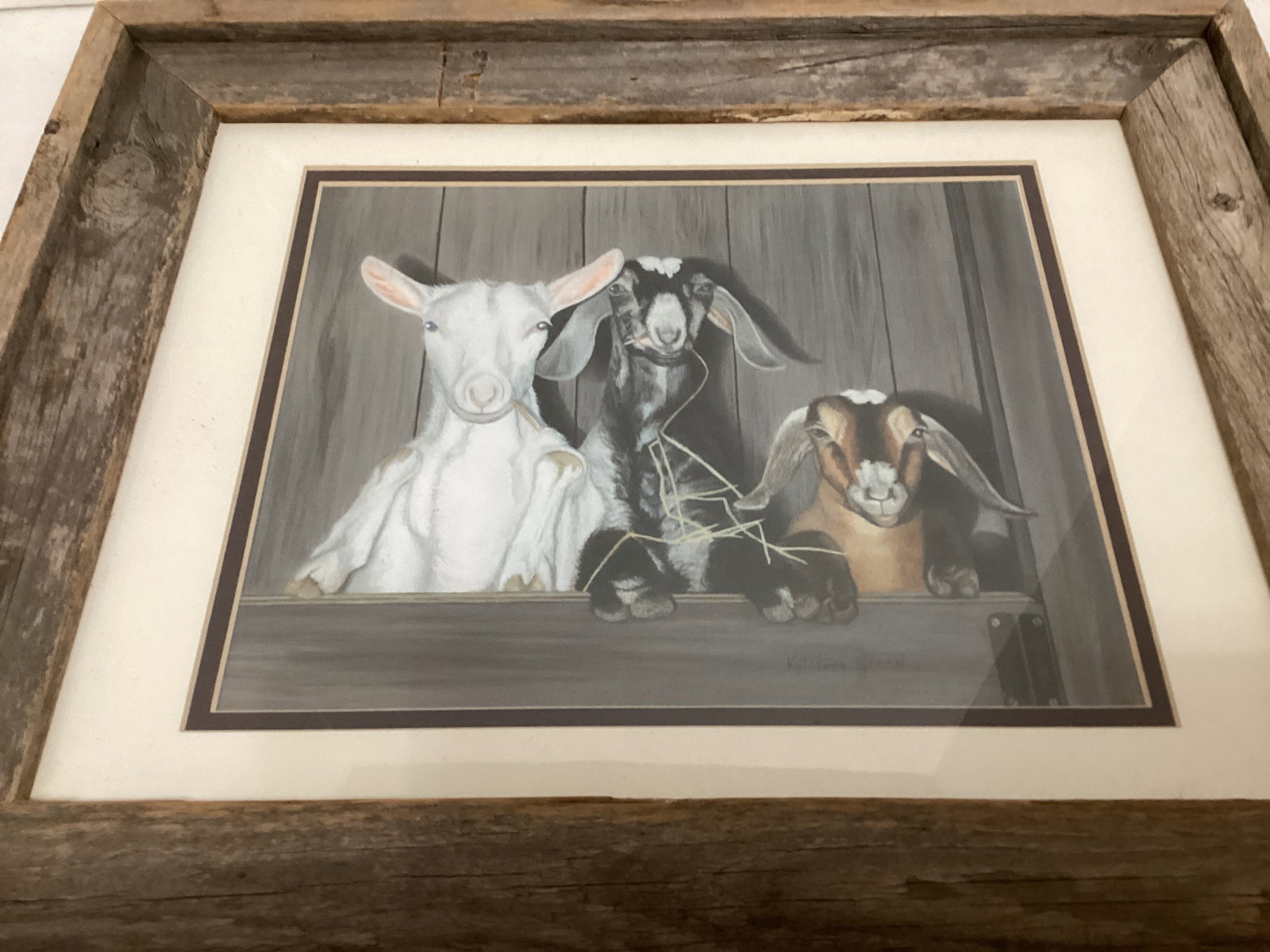 Framed, Matted, Signed Kathleen Green 45/600 Goat Print - 2