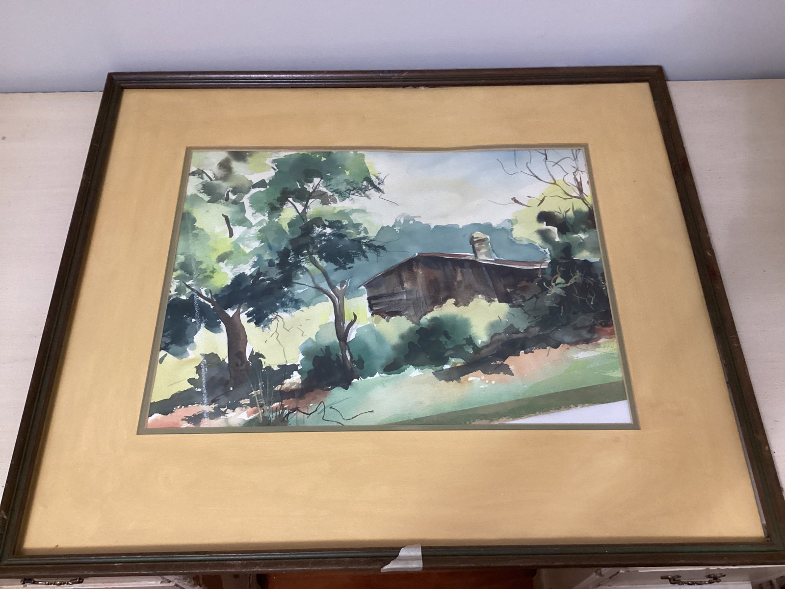 Framed Matted Original Watercolor: 28" x 24", coming out of frame, shipping unavailable for this lot