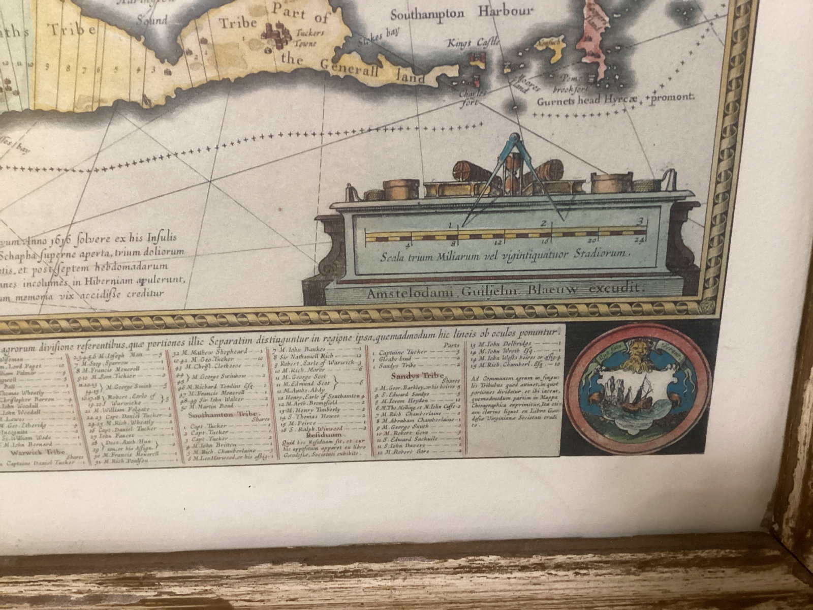 Framed Matted Reproduction Map of Bermuda by Willem Blaeu - 6