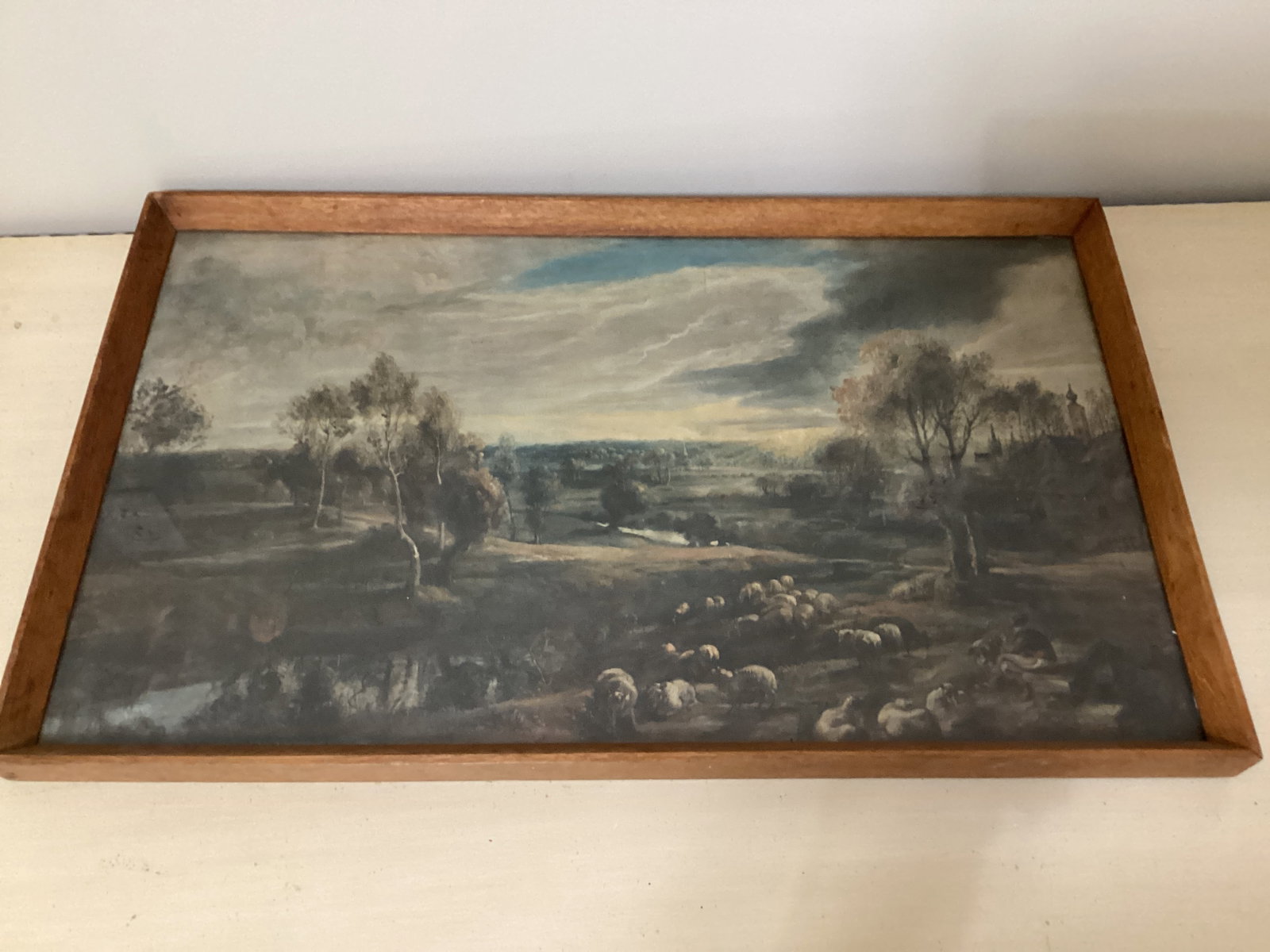 Framed Landscape with a Shepherd and His Flock Peter Paul Print: 25 1/4" x 15 1/4", shipping unavailable for this lot
