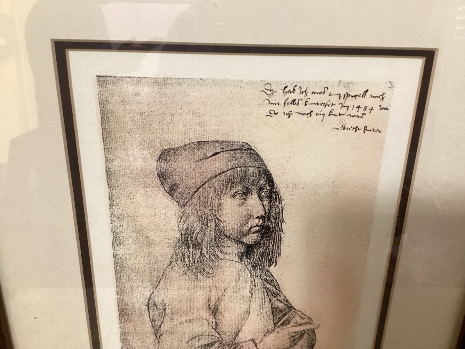 Framed Matted Print of Albrecht Durer 1484 German Self Portrait - 2