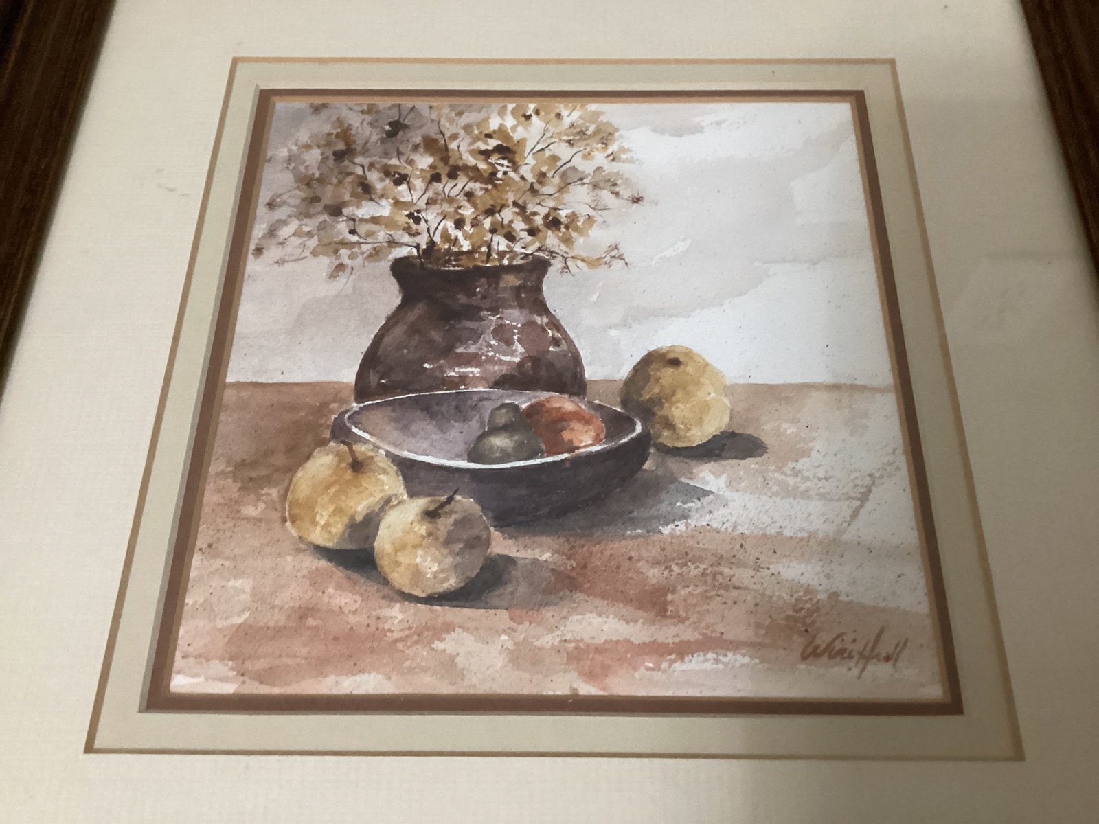 Framed, Matted, Signed Original Still Life Watercolor - 2