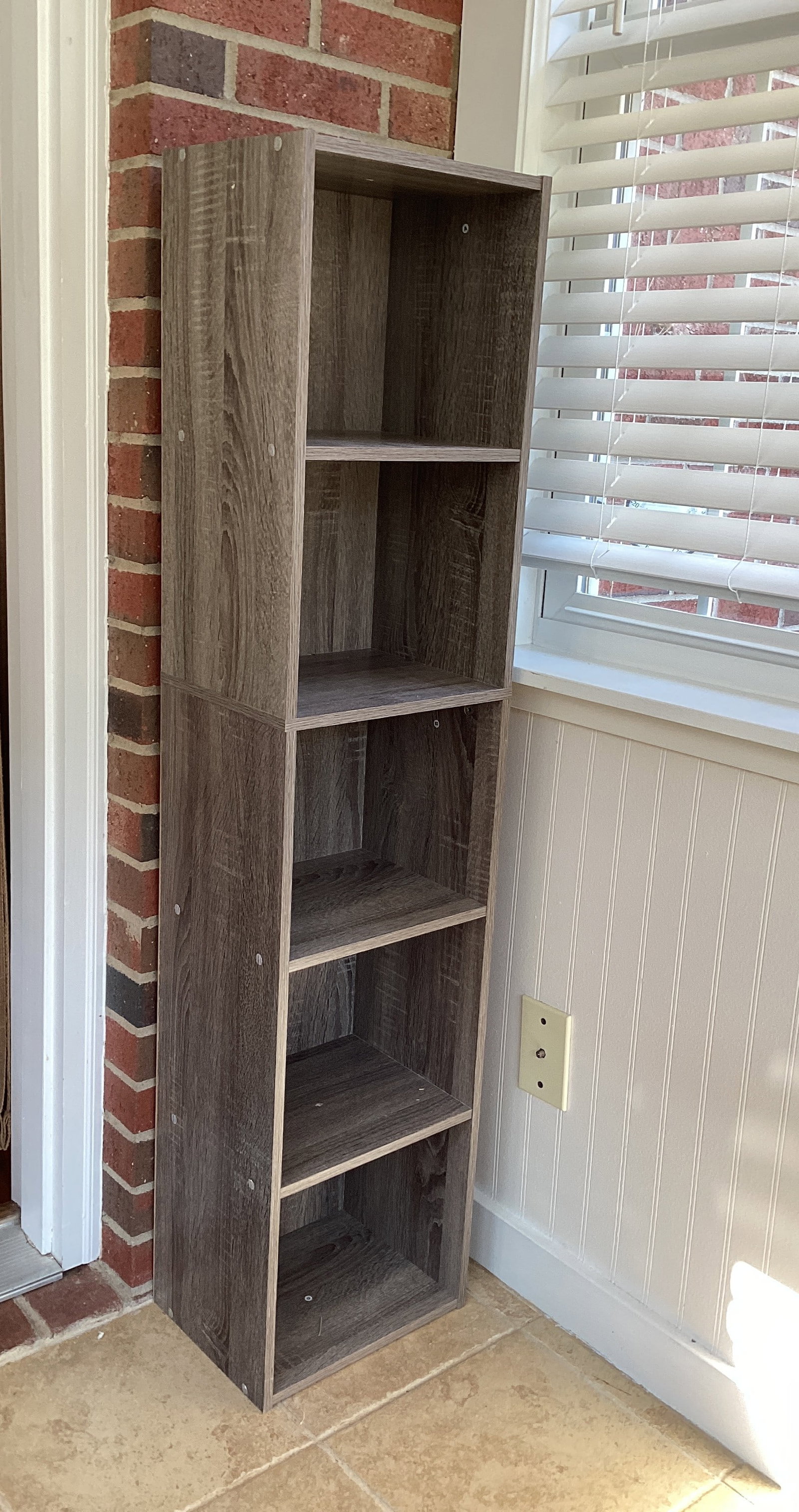 Five Shelf Vertical Storage Unit: 12" w x 7 1/2" d x 52" h, shipping unavailable for this lot