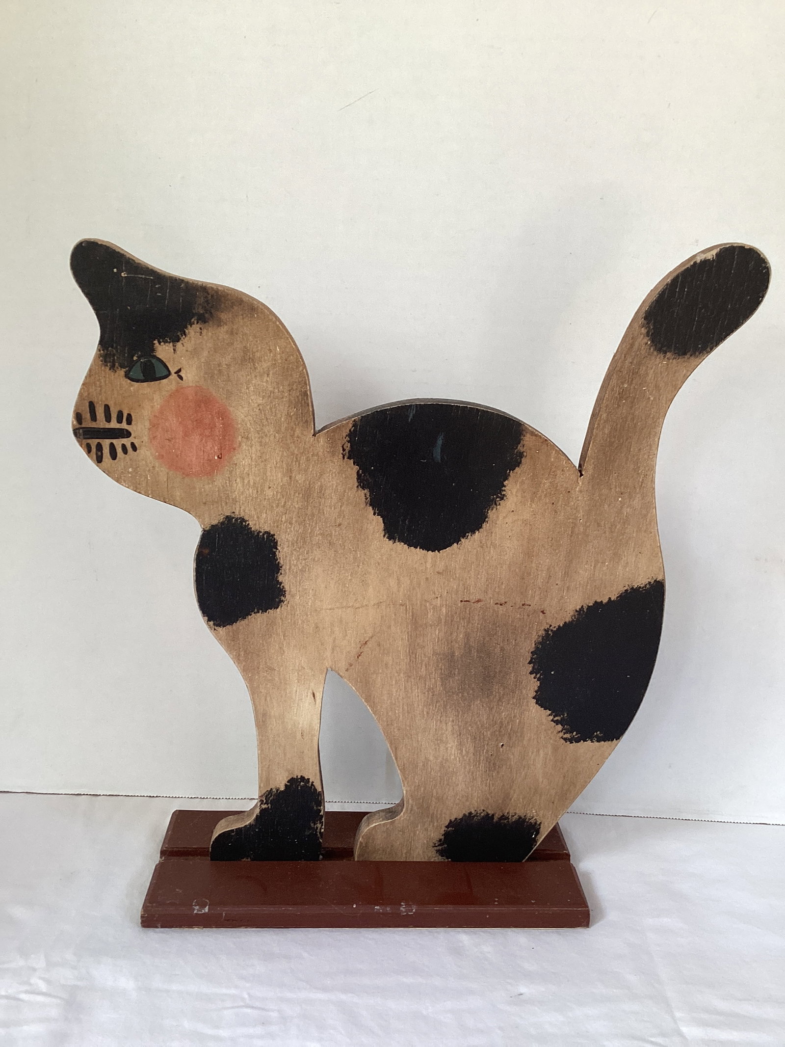 Wood Stand-Up Cat: 14 1/2" h, small chip