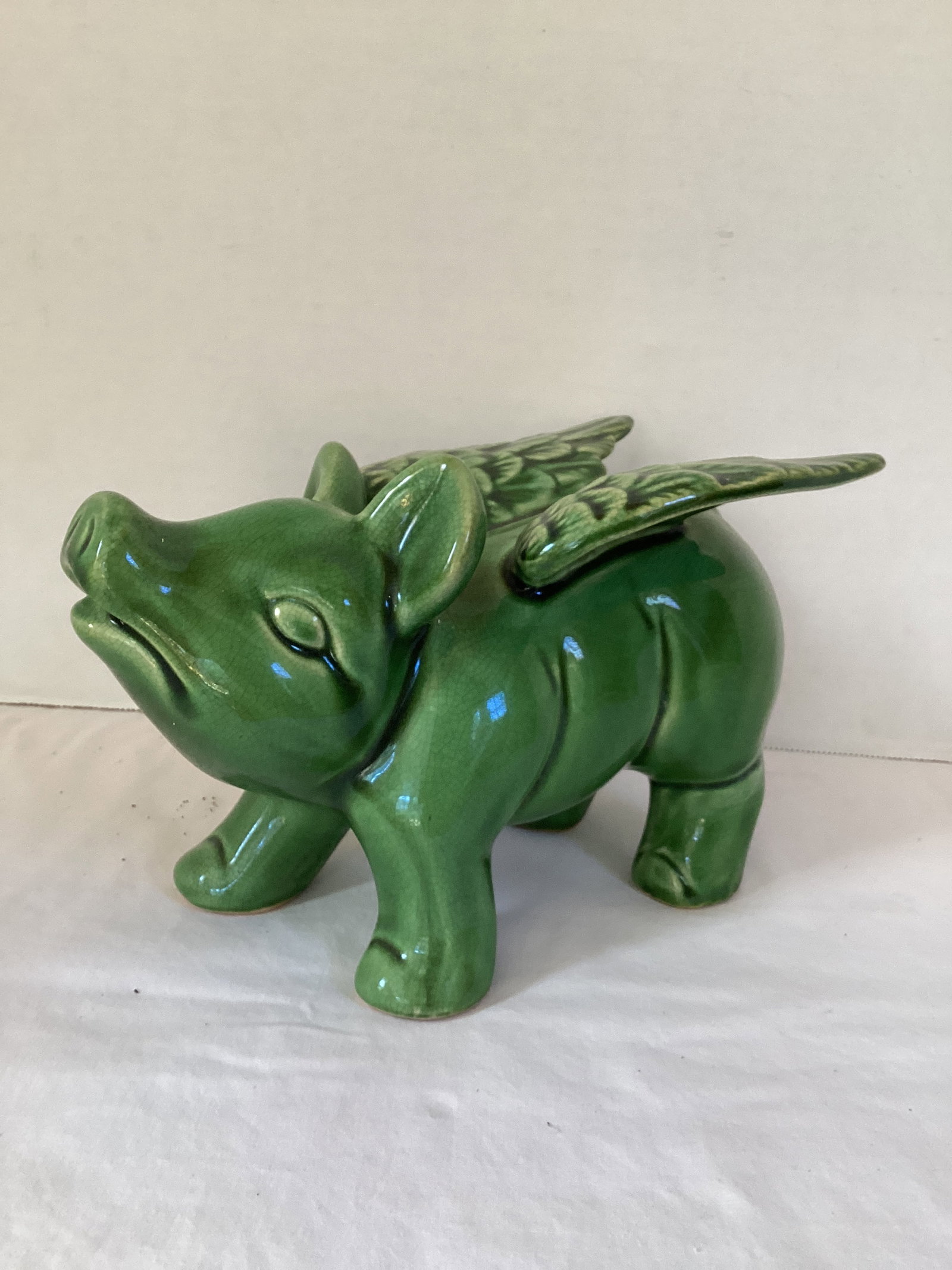 Flying Pig Figure: 5 1/2" h, crazing